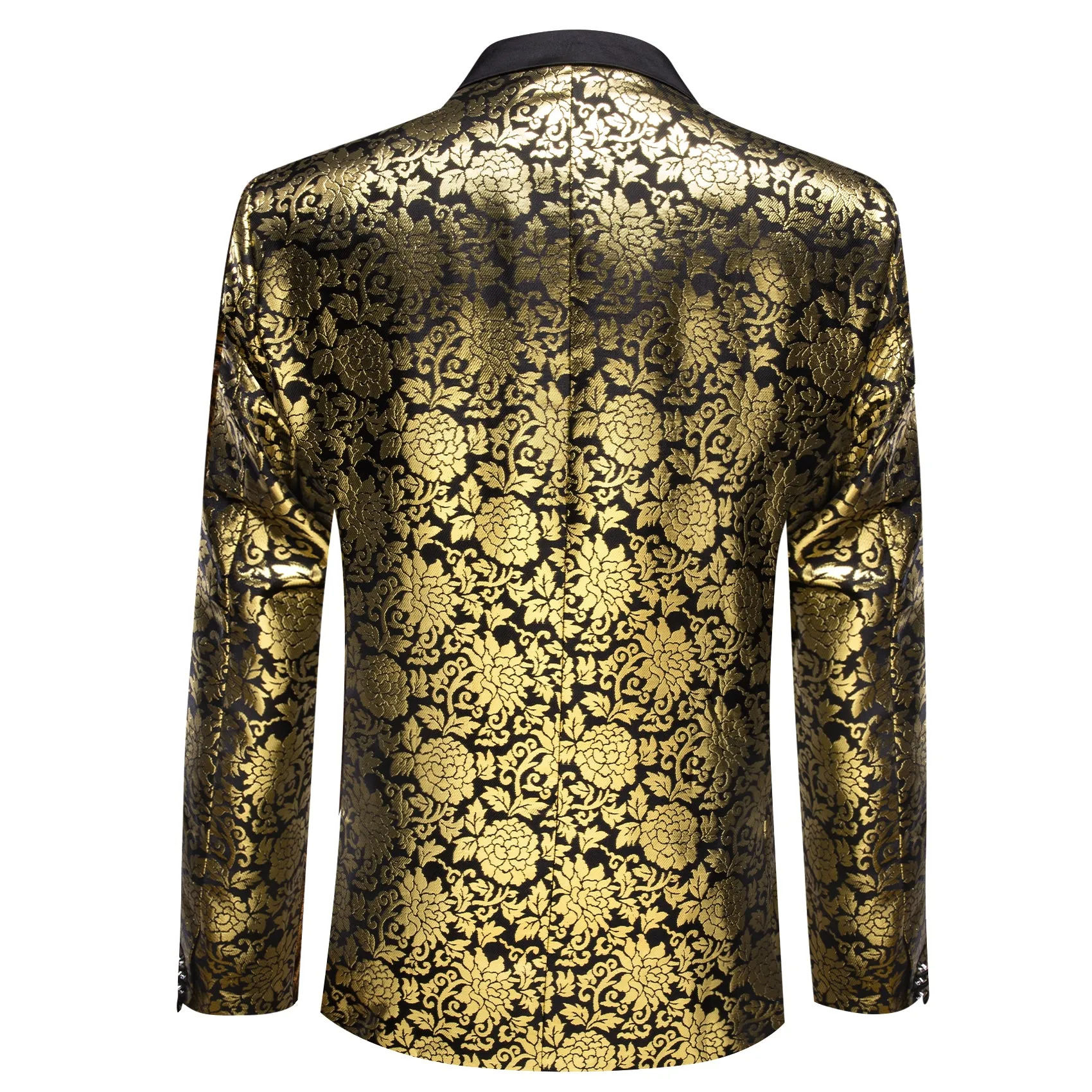 Gold Black Floral Flower Men's Suit for Party