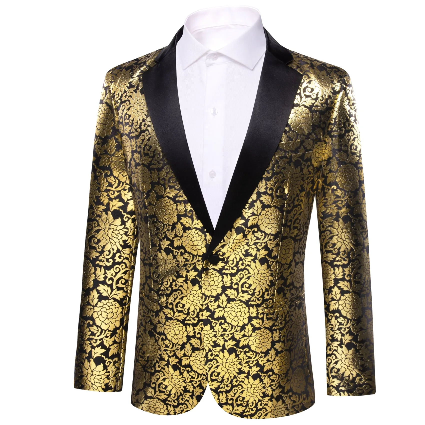 Gold Black Floral Flower Men's Suit for Party