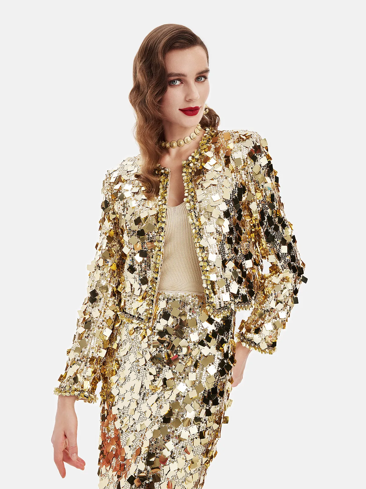 Gold Sequin Short Jacket