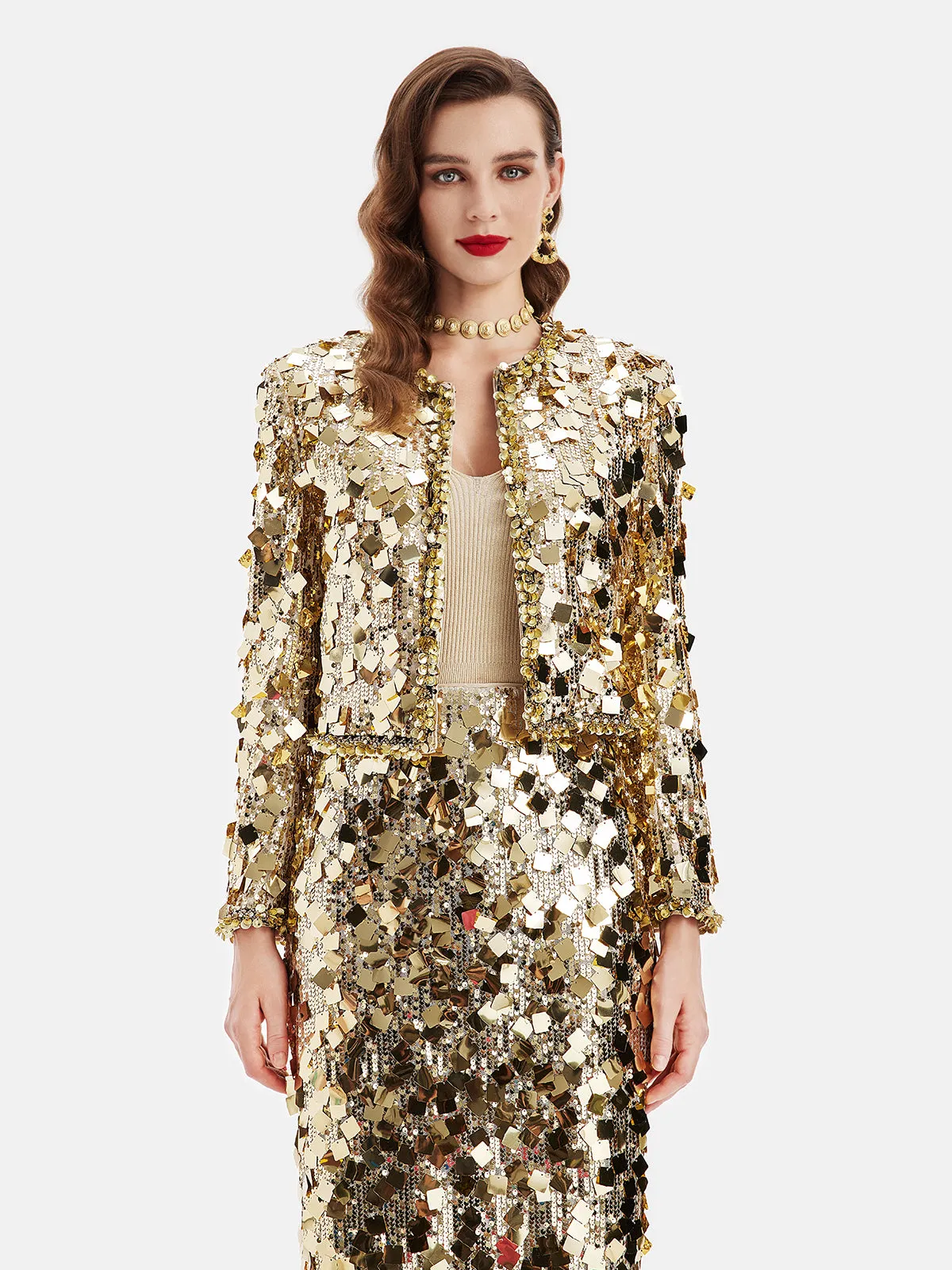 Gold Sequin Short Jacket