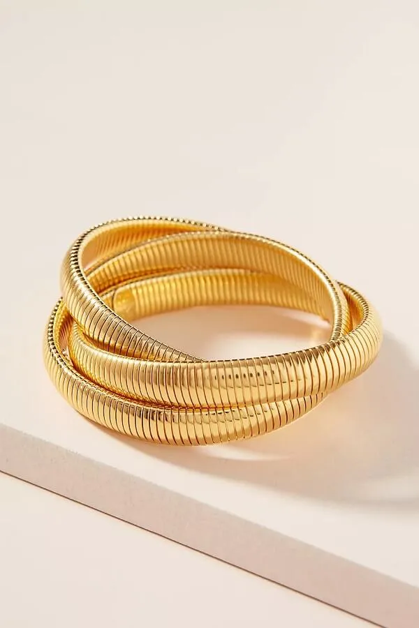 Golden Cobra Triple-Stack Bangle