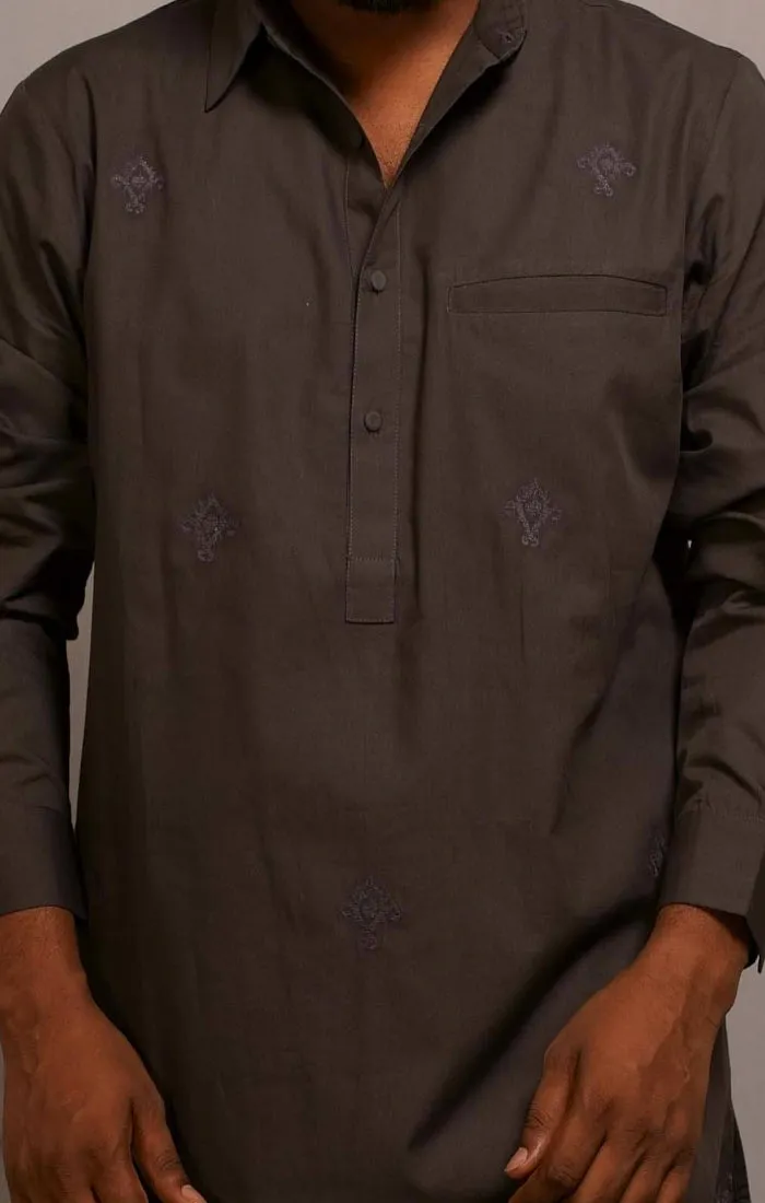 Grey Pathani Kurta