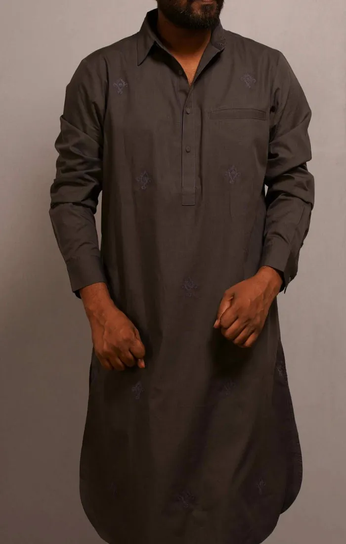 Grey Pathani Kurta