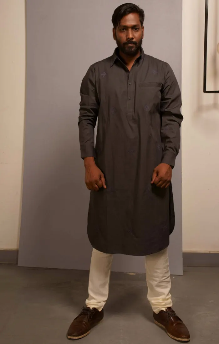 Grey Pathani Kurta