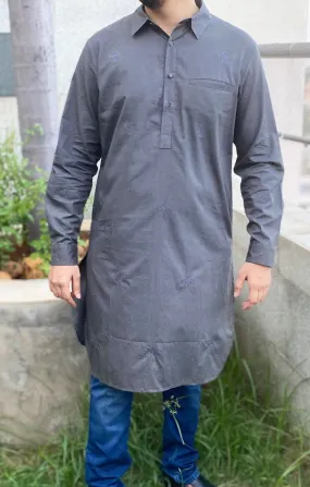 Grey Pathani Kurta