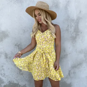 Heart of Gold Yellow Print Dress