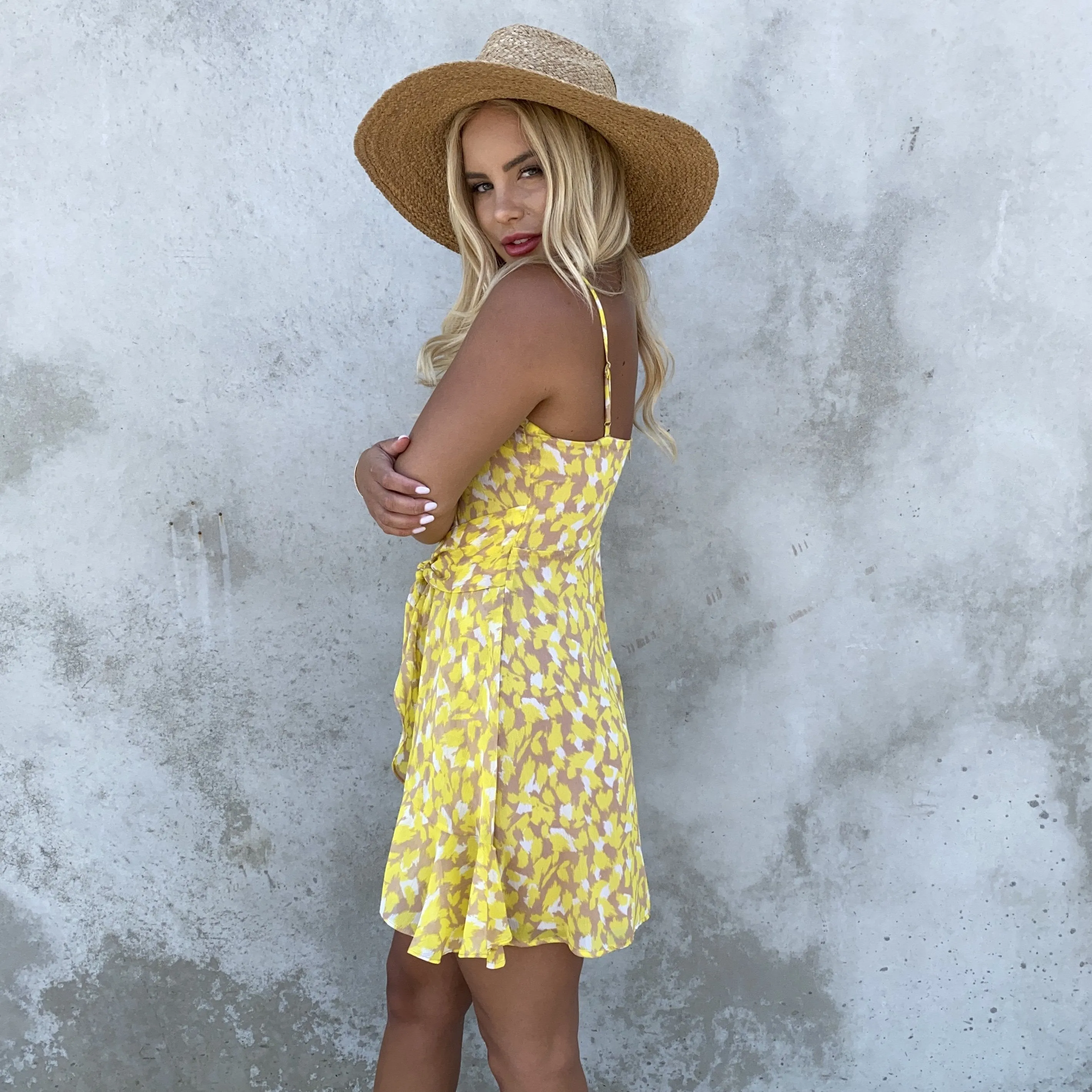 Heart of Gold Yellow Print Dress