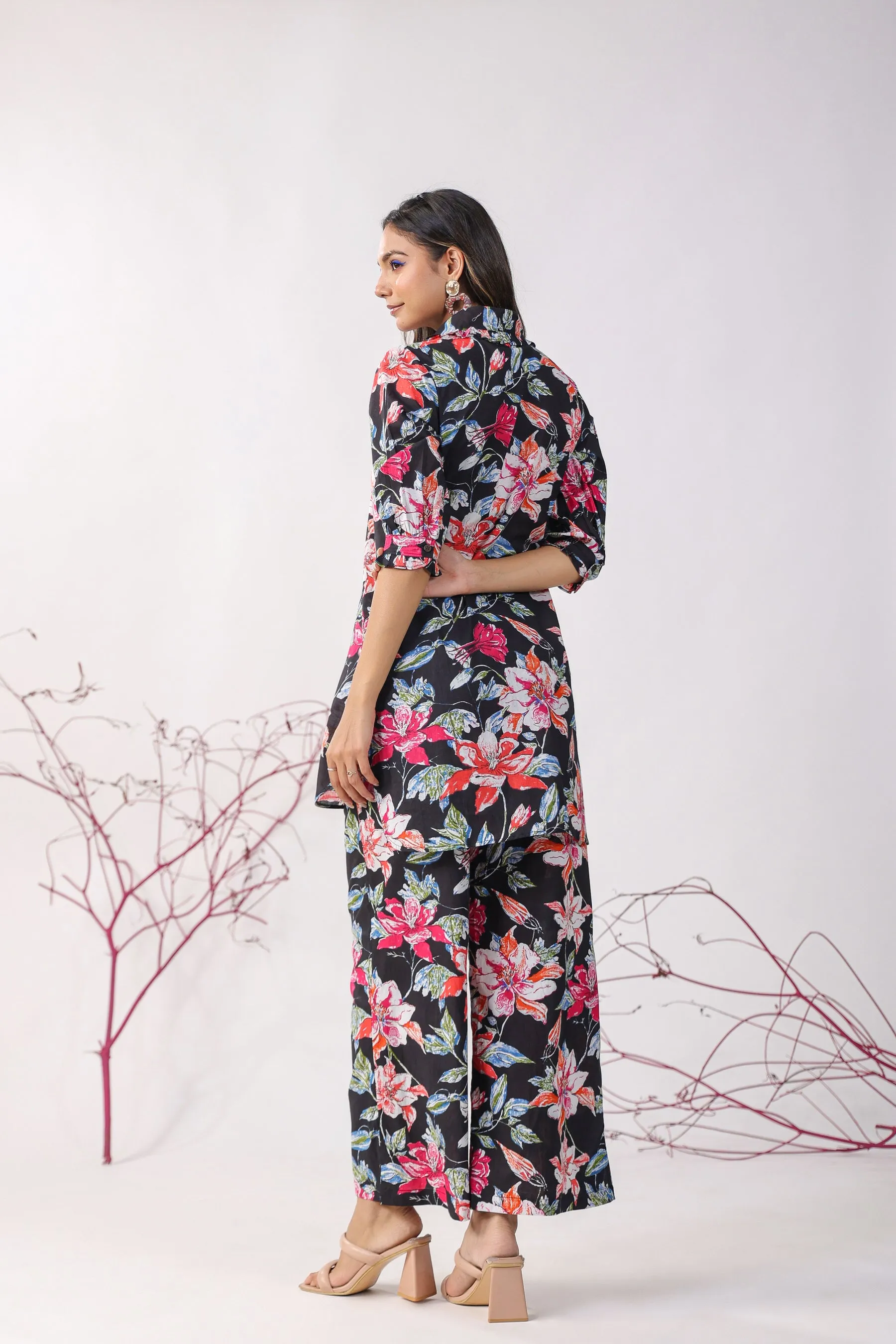 Hibiscus Black Lounge Coordinate Set