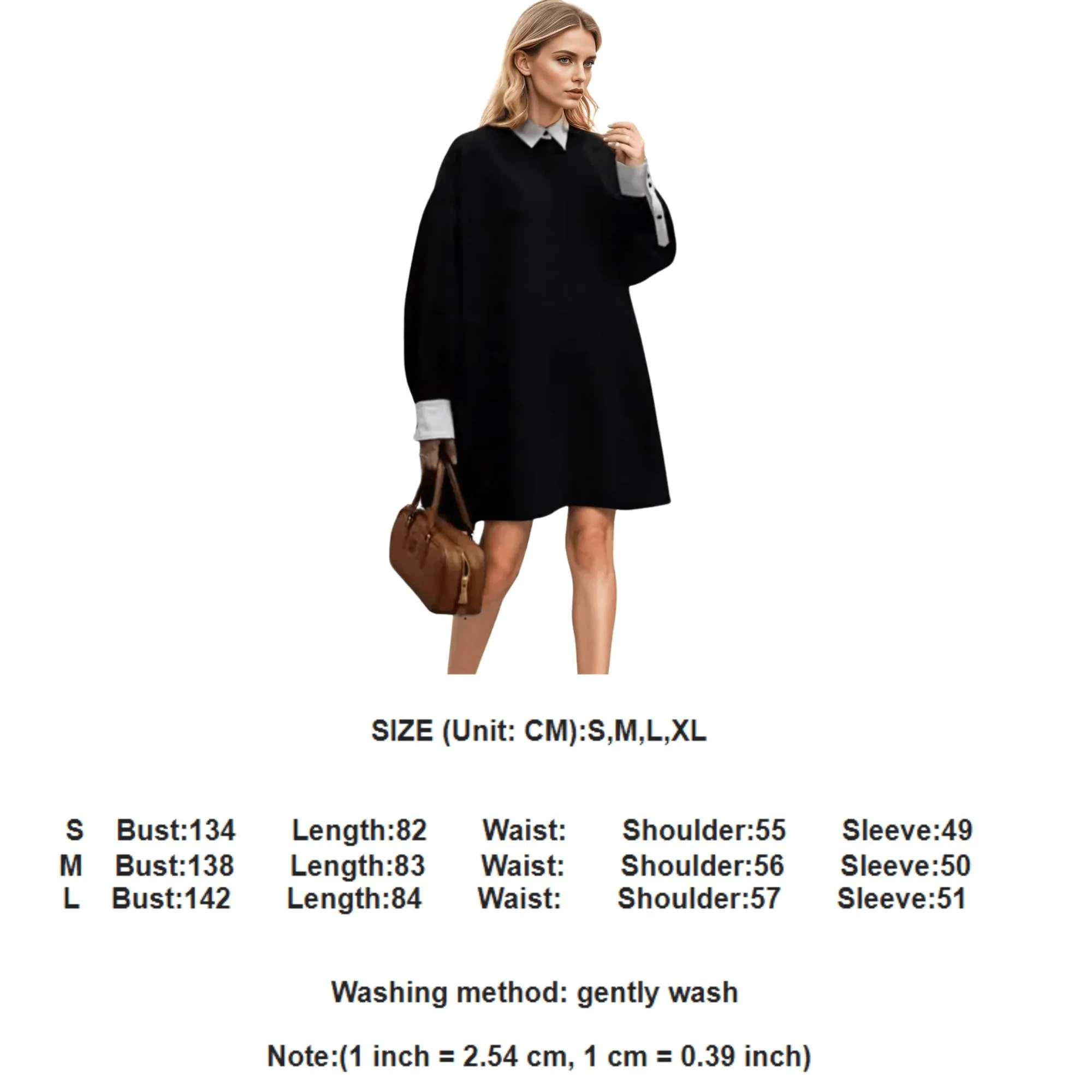 High Fashion Women's Shirt Lapel Loose Fit Single Breasted Long Sleeve Contrast Color Blouse