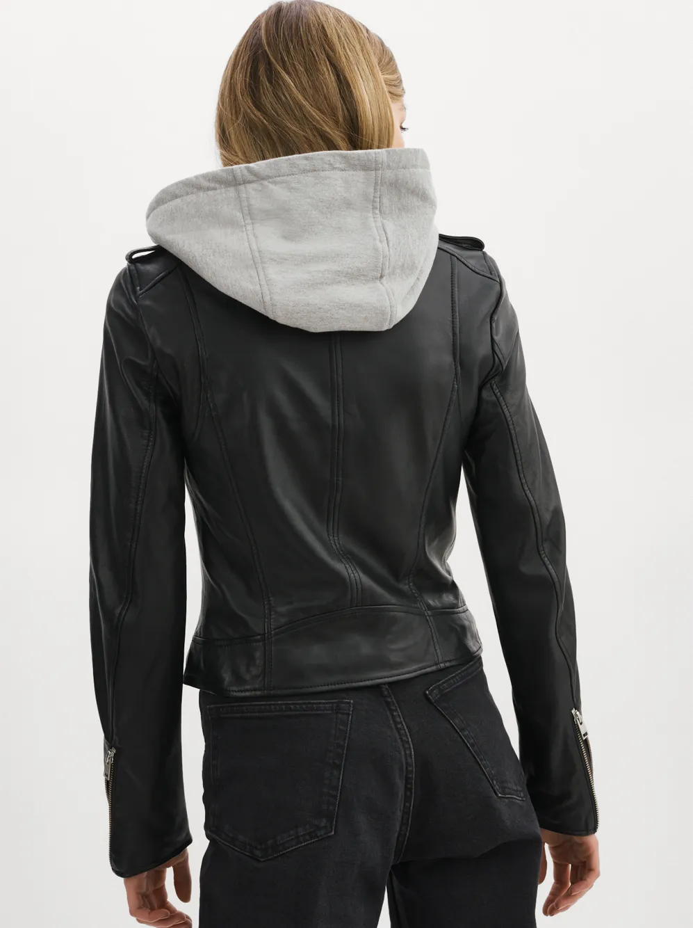 Holy Leather Biker Jacket with Removable Hood