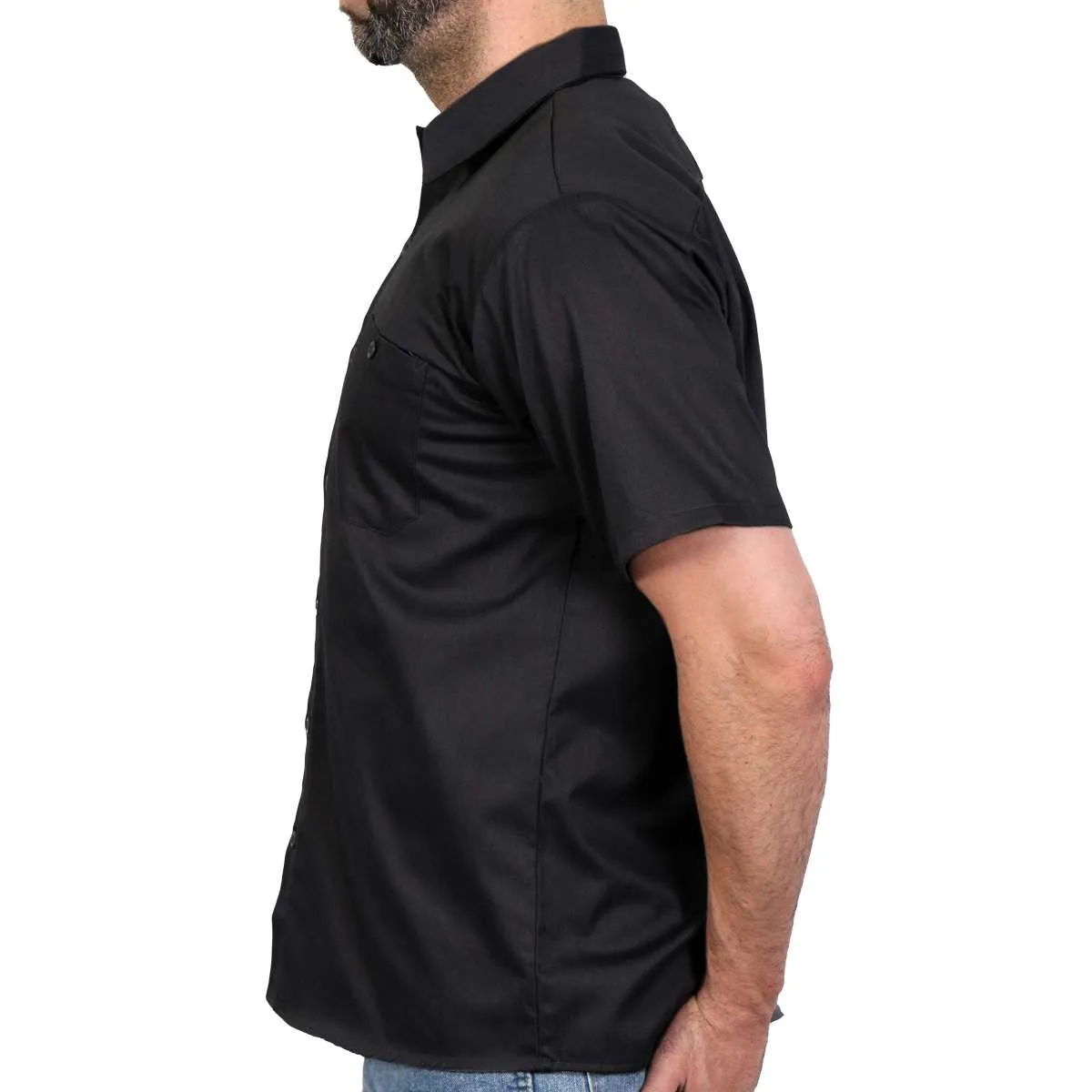 Hot Leathers GMM1009 Men's Mechanic Black Button Up Heavy-Duty Work Shirt for | Classic Mechanic Work Shirt