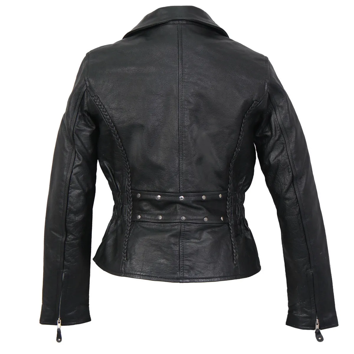 Hot Leathers JKL1009 Ladies Braided Motorcycle Leather Jacket