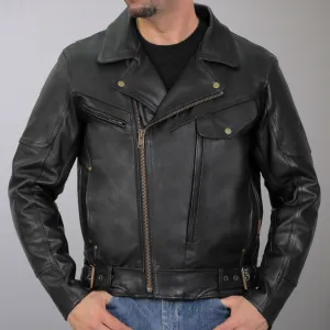 Hot Leathers JKM1022 Mens Motorcycle Leather Biker Jacket with Concealed Carry Pocket