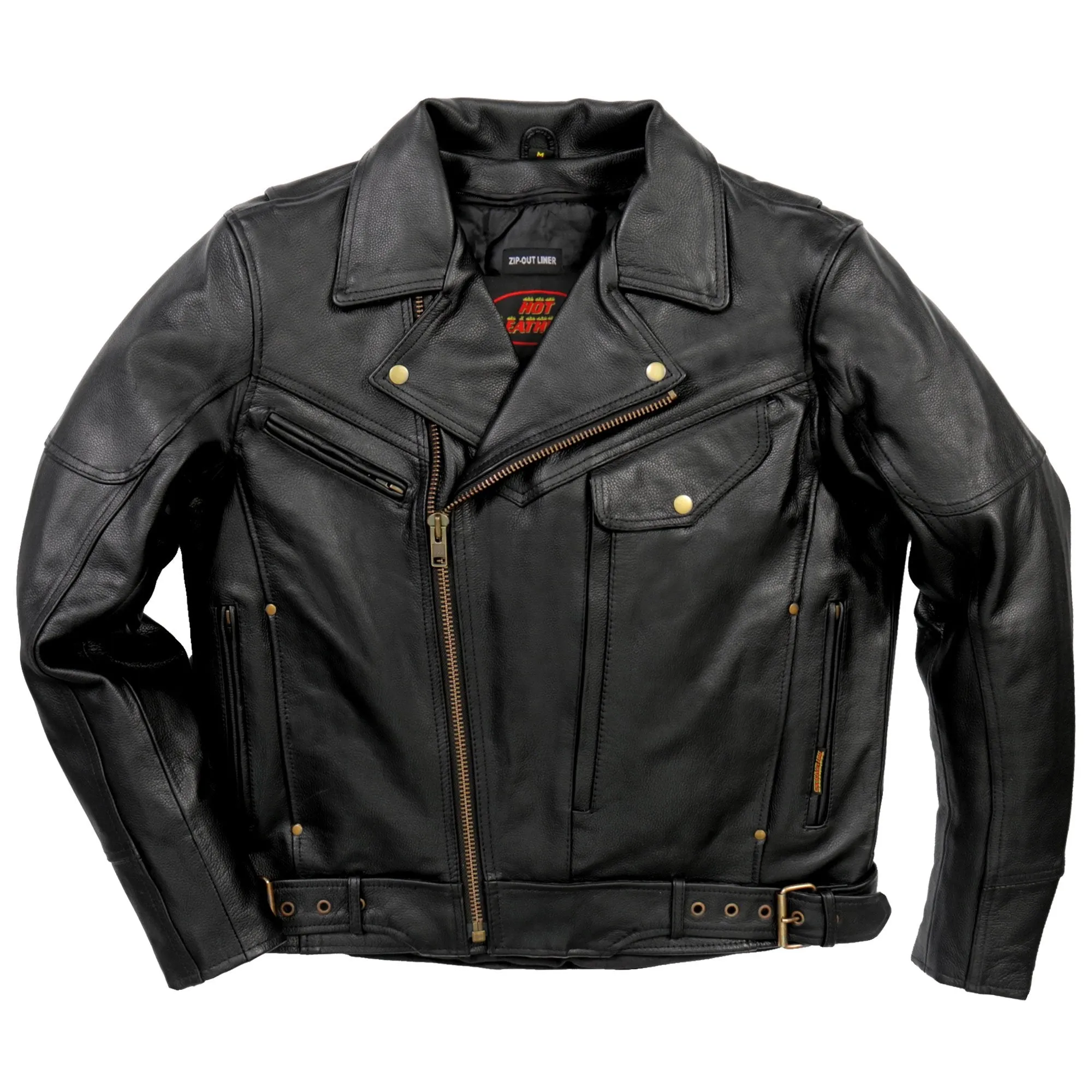 Hot Leathers JKM1022 Mens Motorcycle Leather Biker Jacket with Concealed Carry Pocket