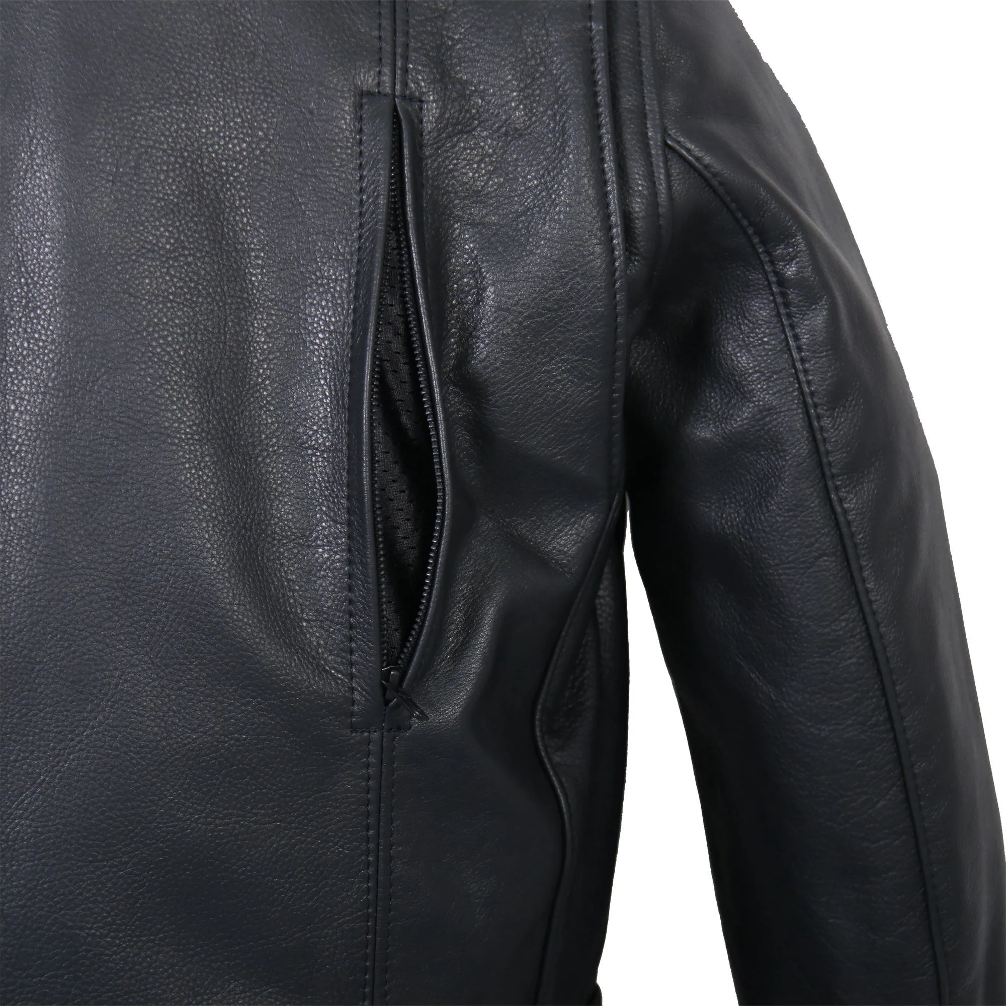 Hot Leathers JKM5008 Men's USA Made Black Premium Leather Vented Motorcycle Jacket