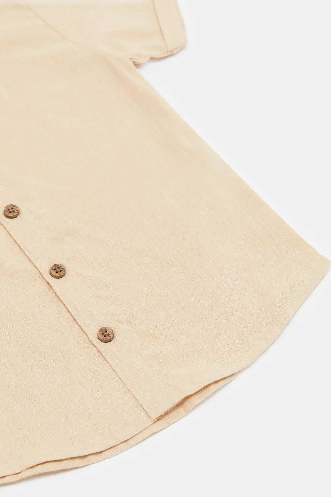 Infant Boys Beige Henley Shirt