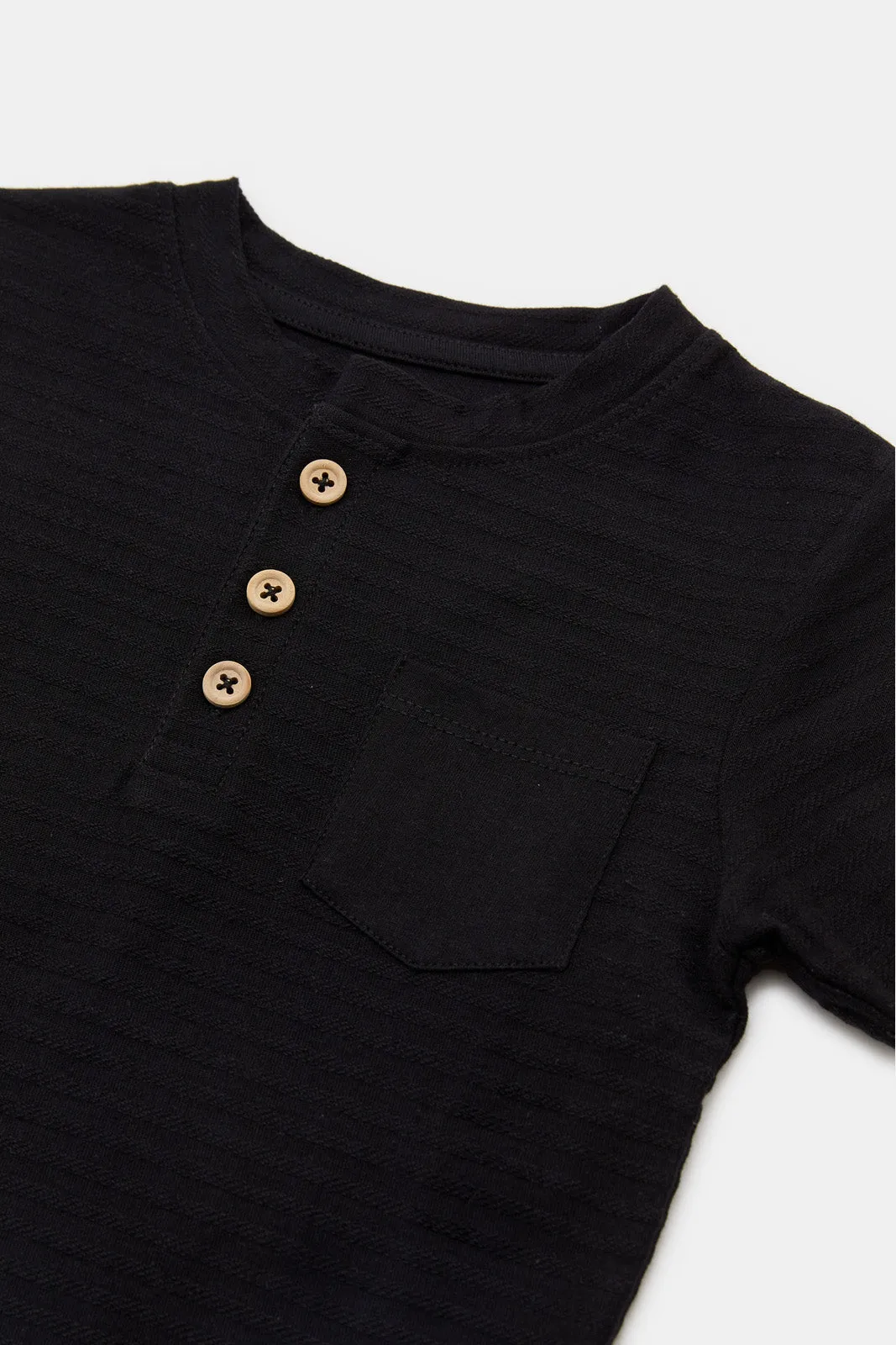 Infant Boys Black Jacquard T-Shirt