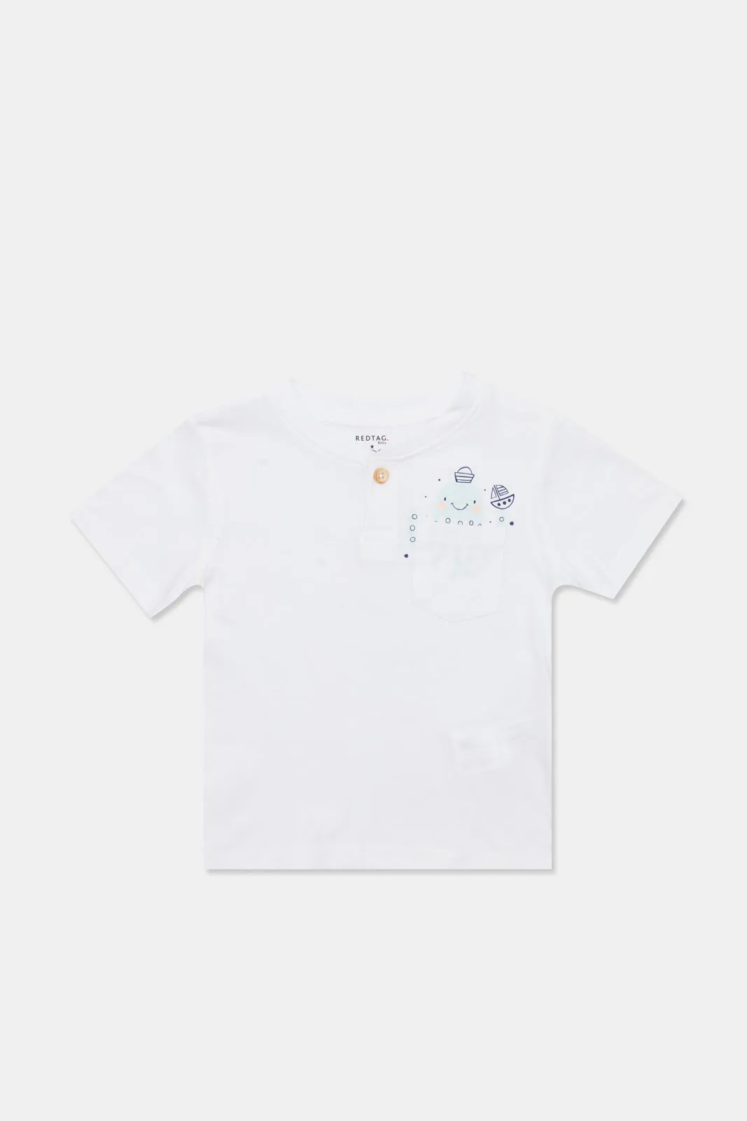 Infant Boys White Pocket Henley