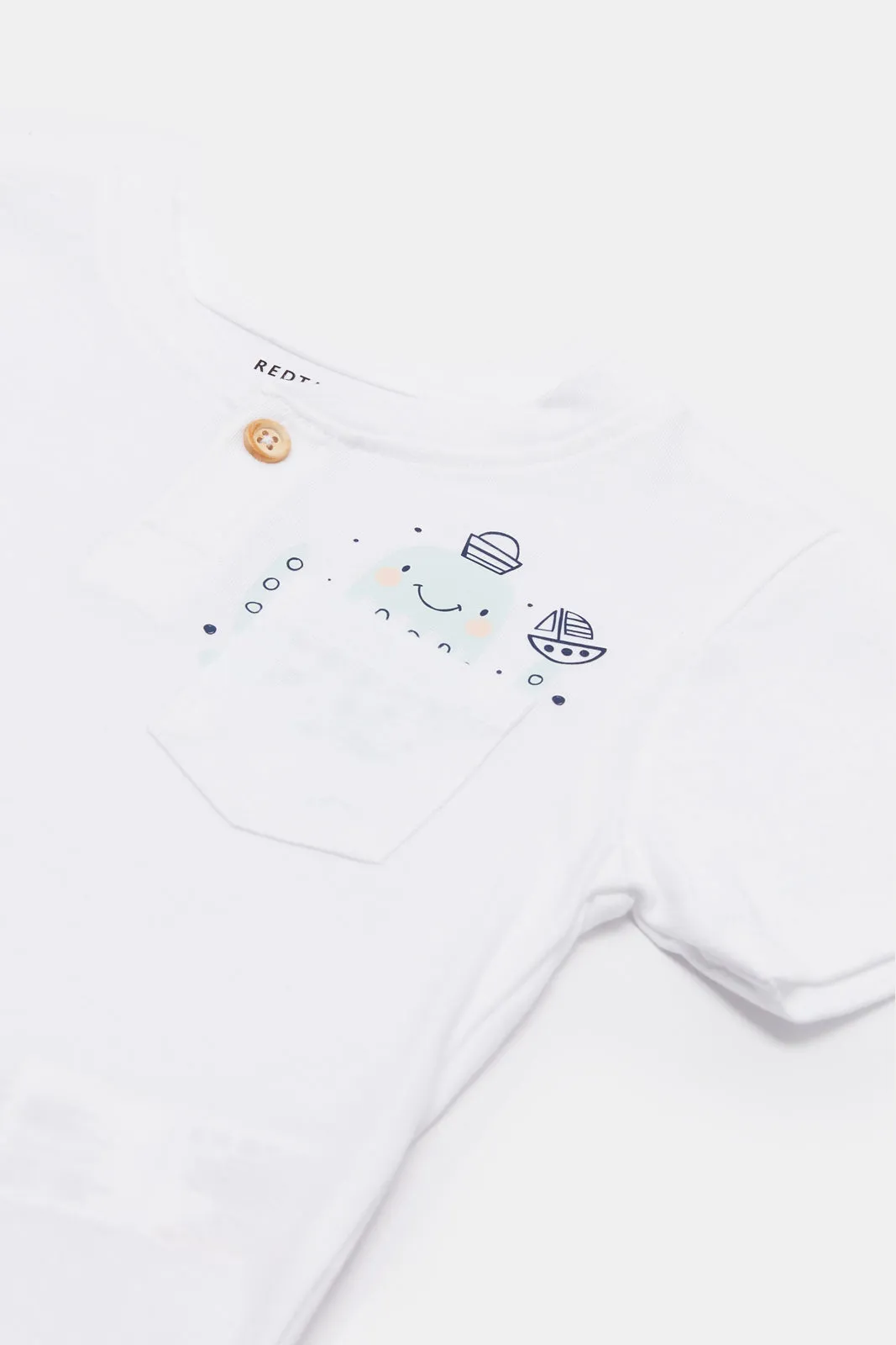 Infant Boys White Pocket Henley