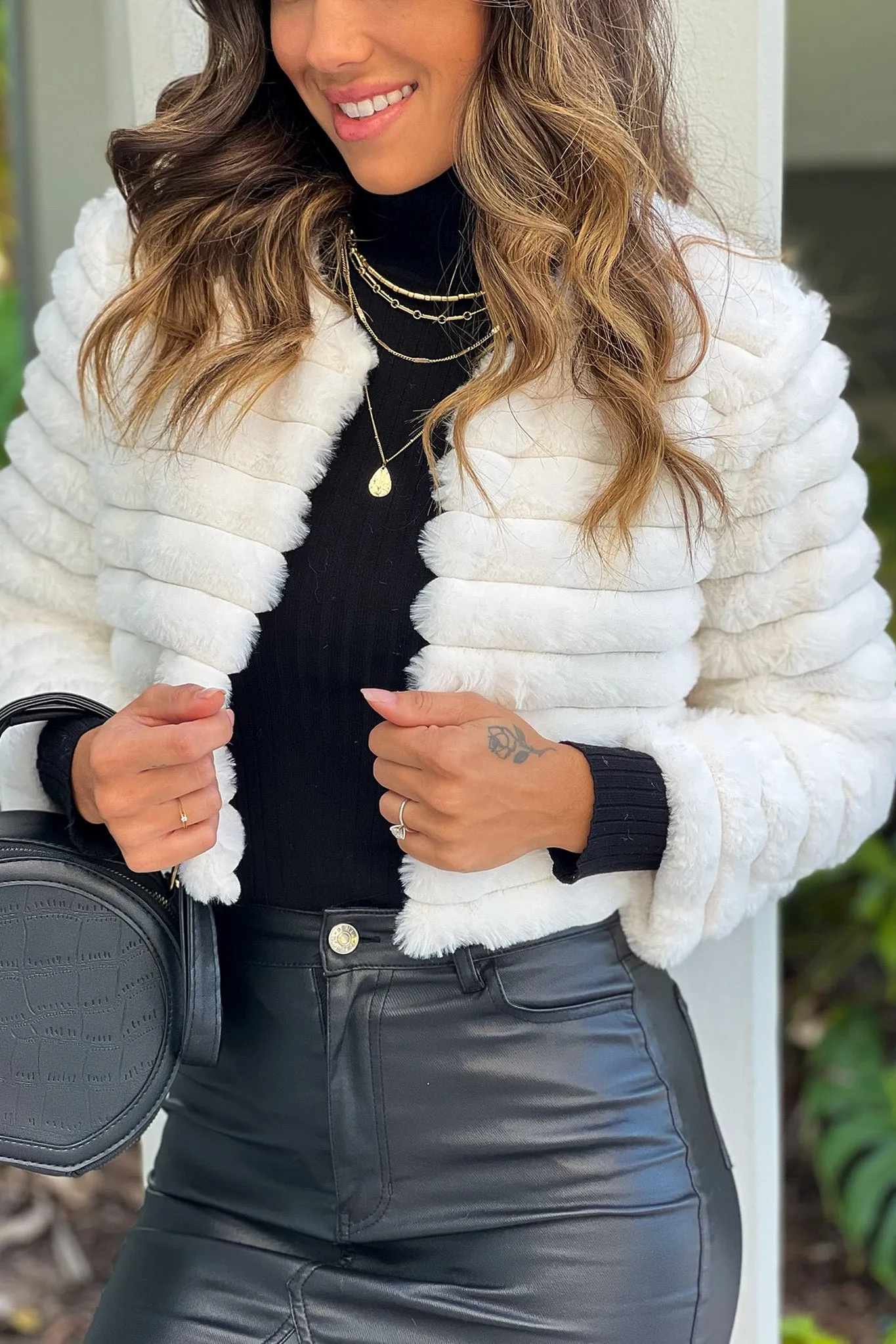 Ivory Faux Fur Short Jacket