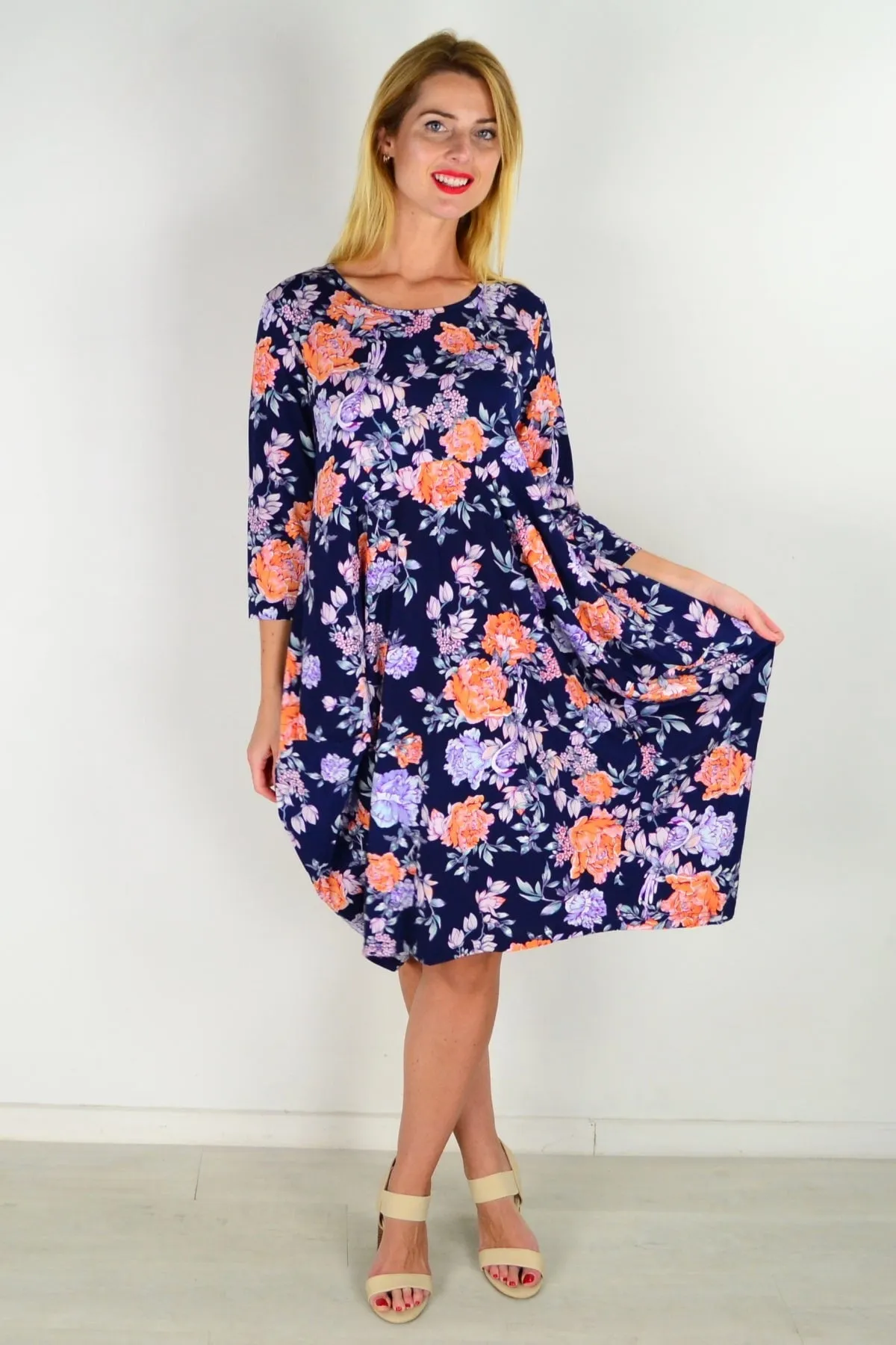 Jean Cocoon Floral Tunic Dress