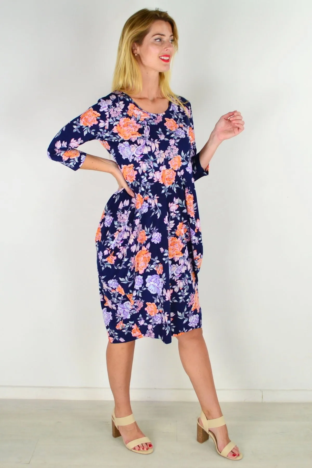 Jean Cocoon Floral Tunic Dress