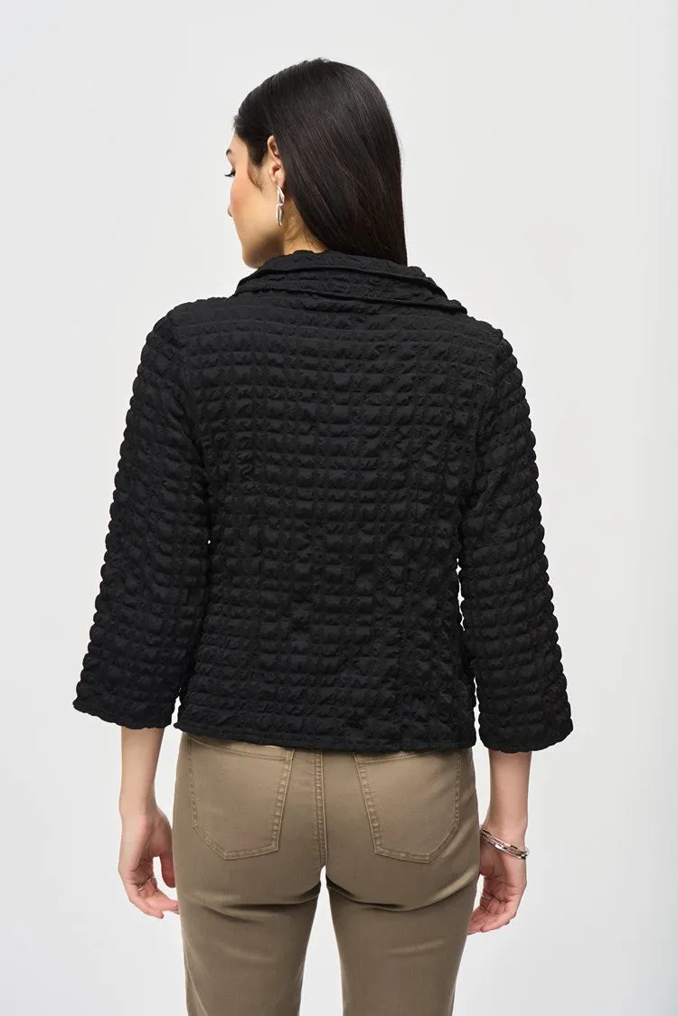 Joseph Ribkoff Black Bubble Woven Cropped Jacket