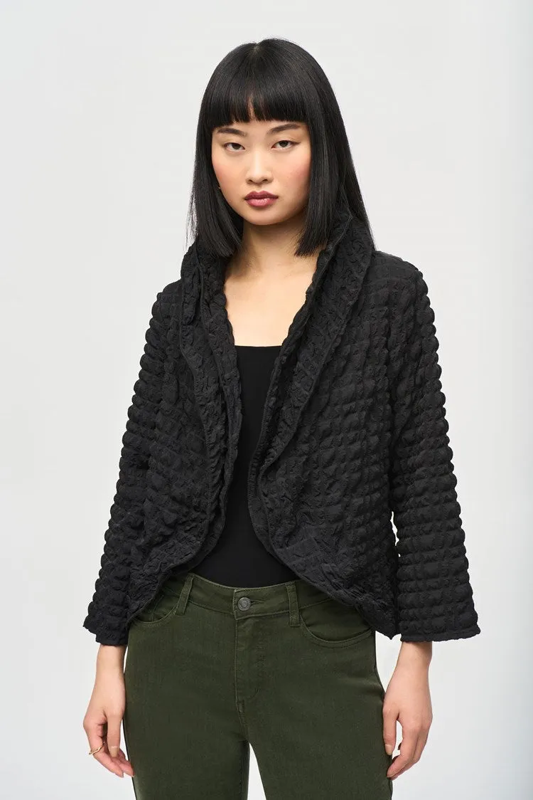 Joseph Ribkoff Black Bubble Woven Cropped Jacket