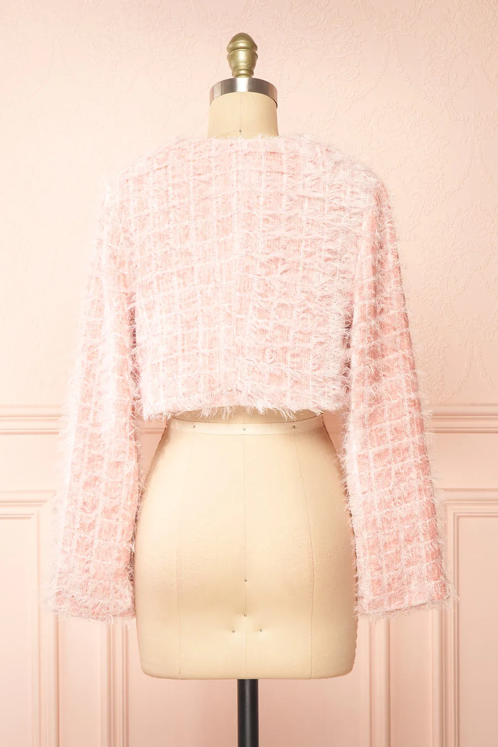 Josette | Pink Tweed-Style Cropped Jacket