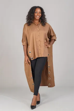 KaraChic CHH21029 Grommet High-low Cotton Tunic