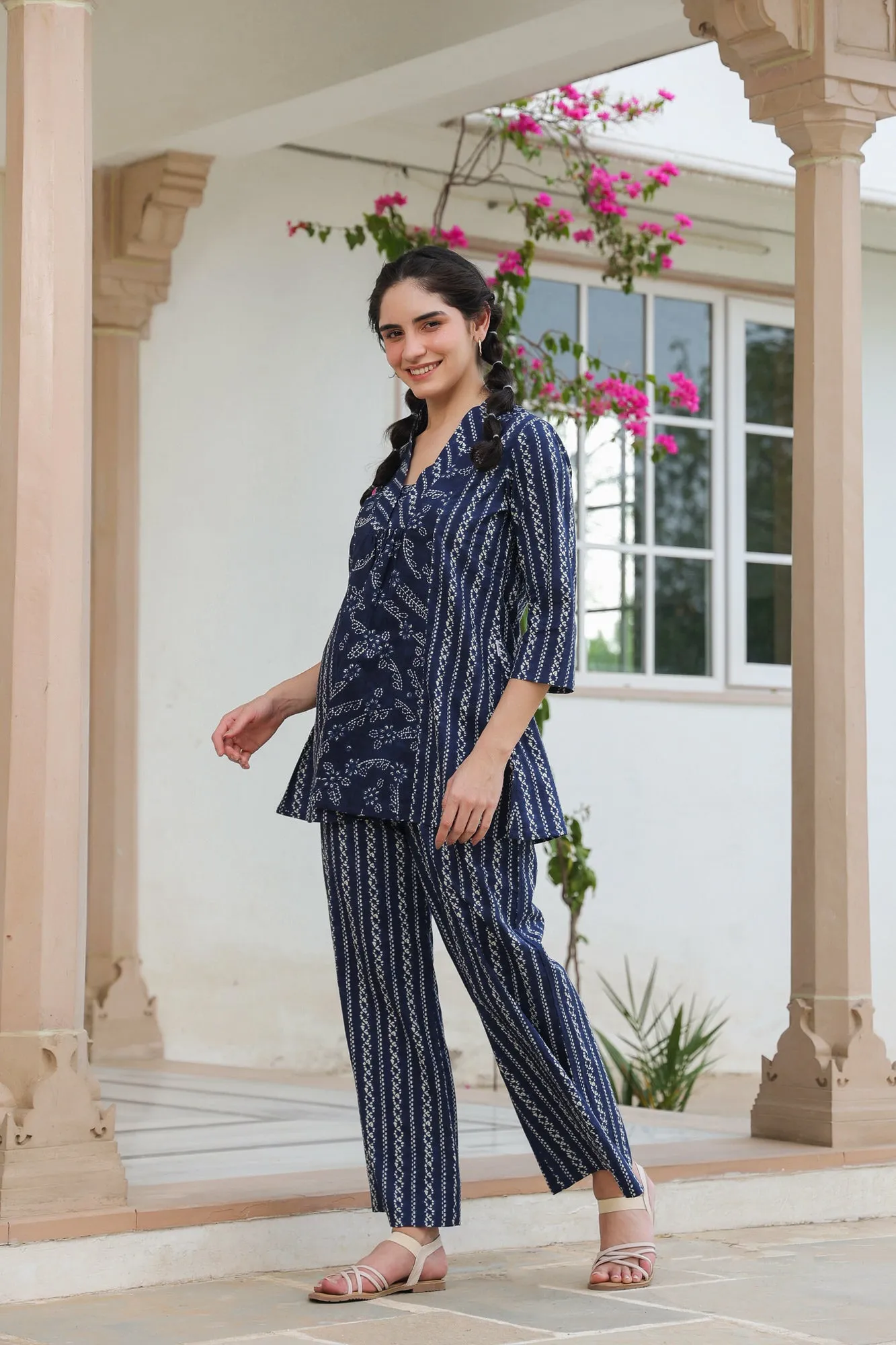 Linear Luxe Blue Cotton Set