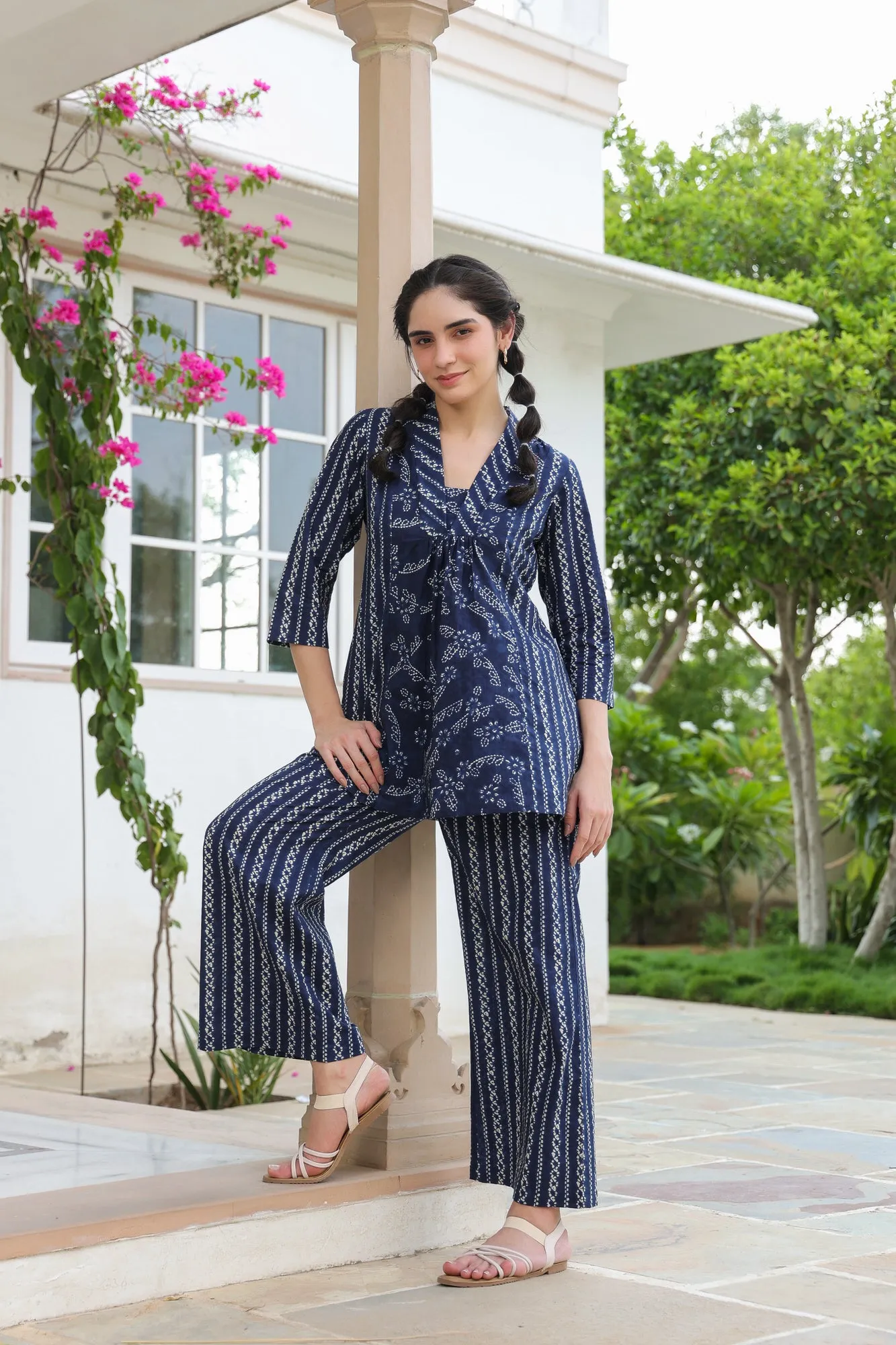 Linear Luxe Blue Cotton Set