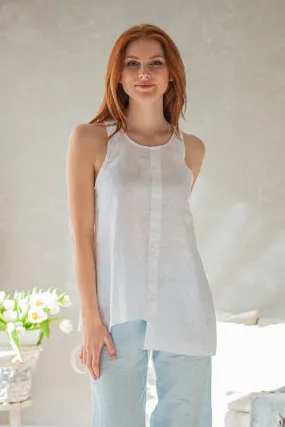 Linen Tank Top with Asymmetric front