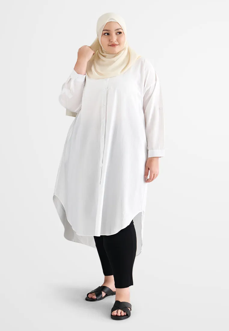 Linisha Minimalist Long Dress Shirt - White