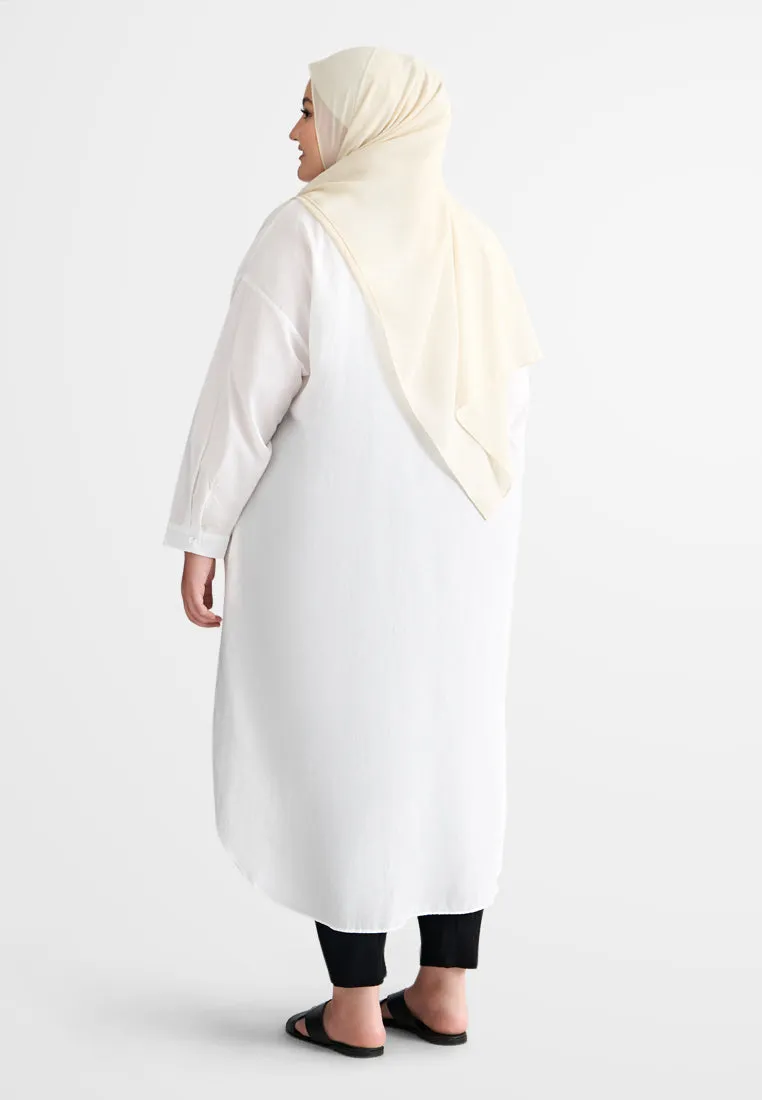 Linisha Minimalist Long Dress Shirt - White