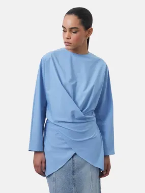 Loas Poplin Tied Wrap Tunic Blue