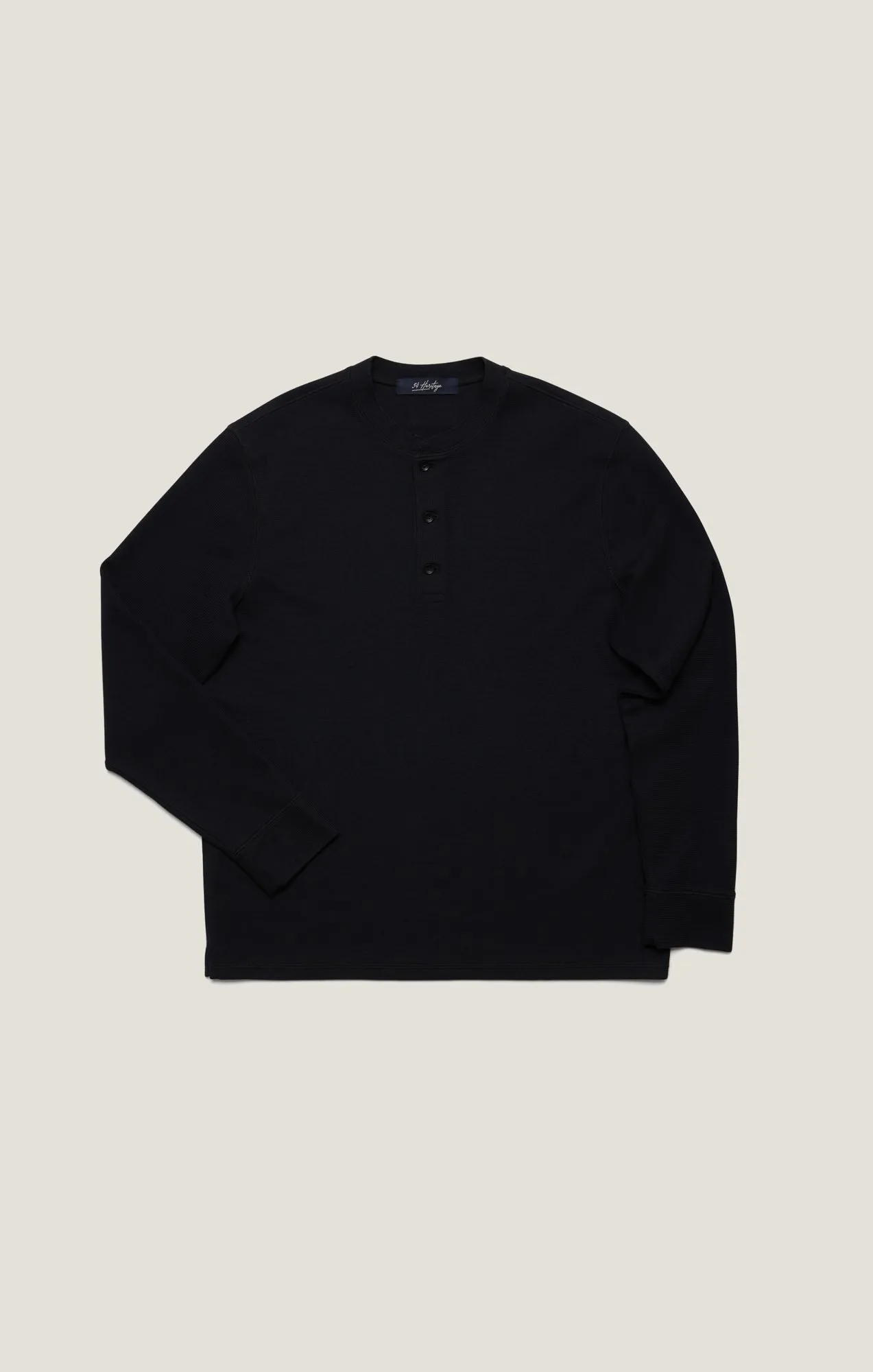 Long Sleeve Henley In Black