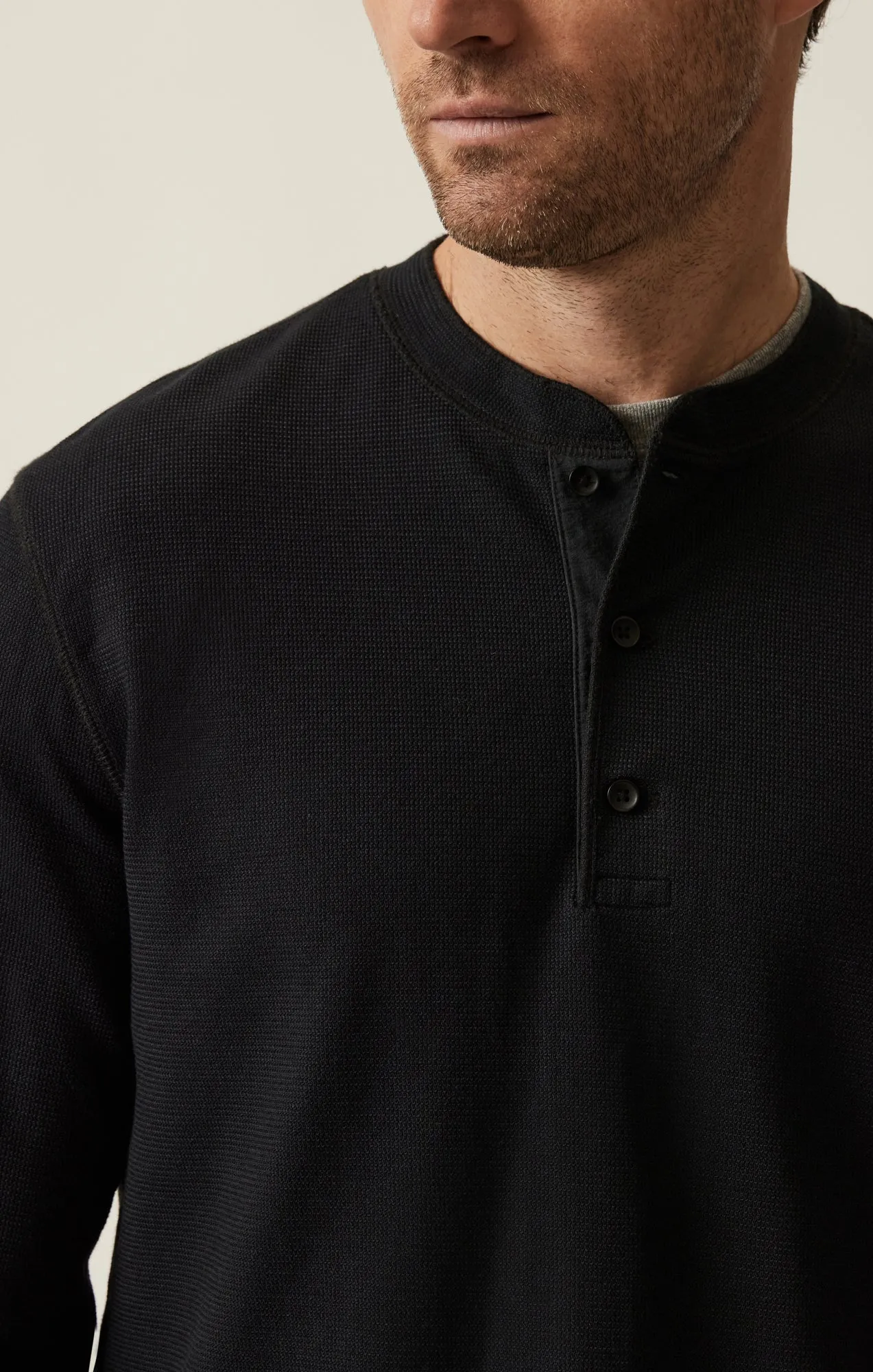 Long Sleeve Henley In Black