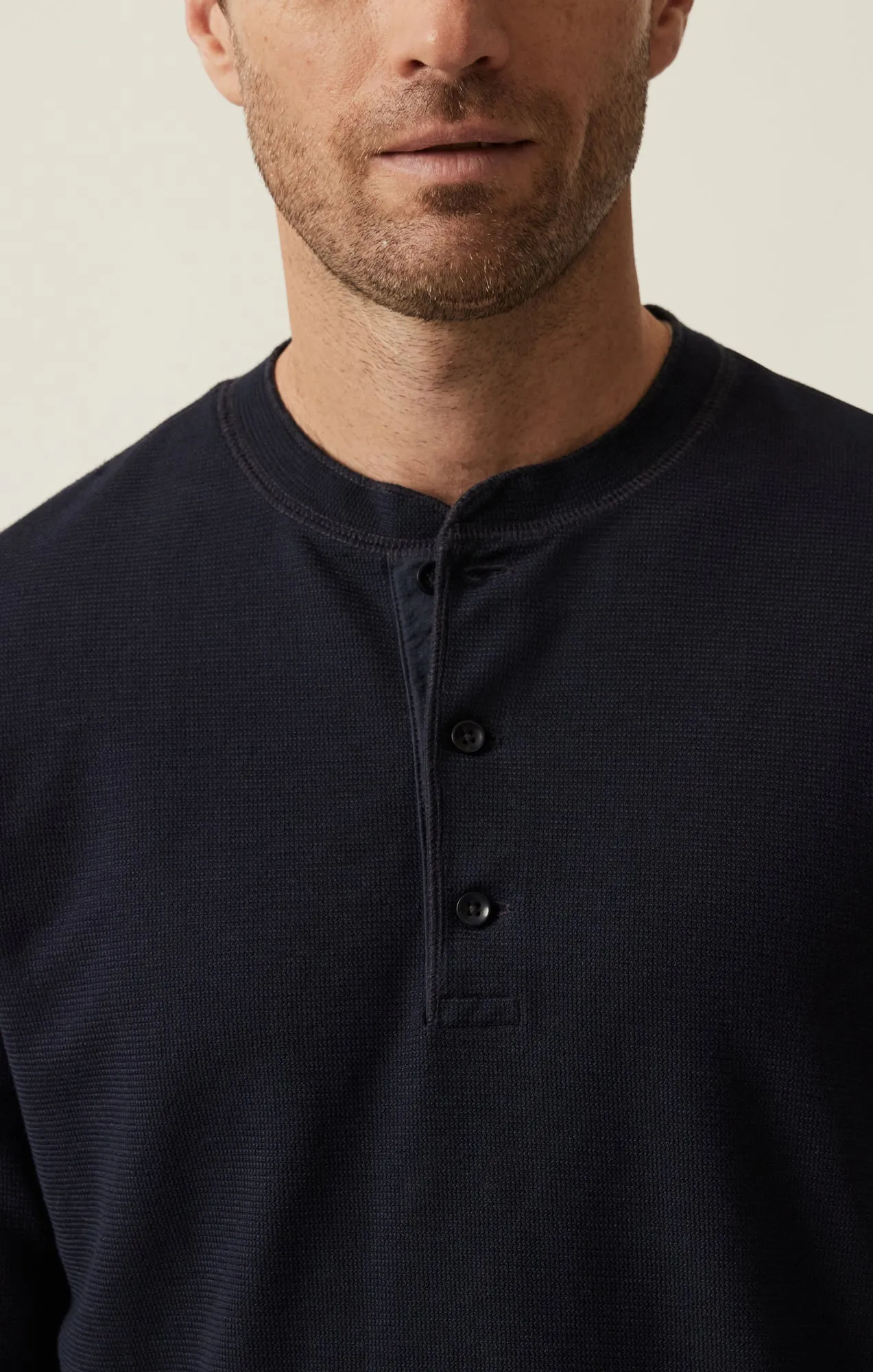 Long Sleeve Henley In Navy