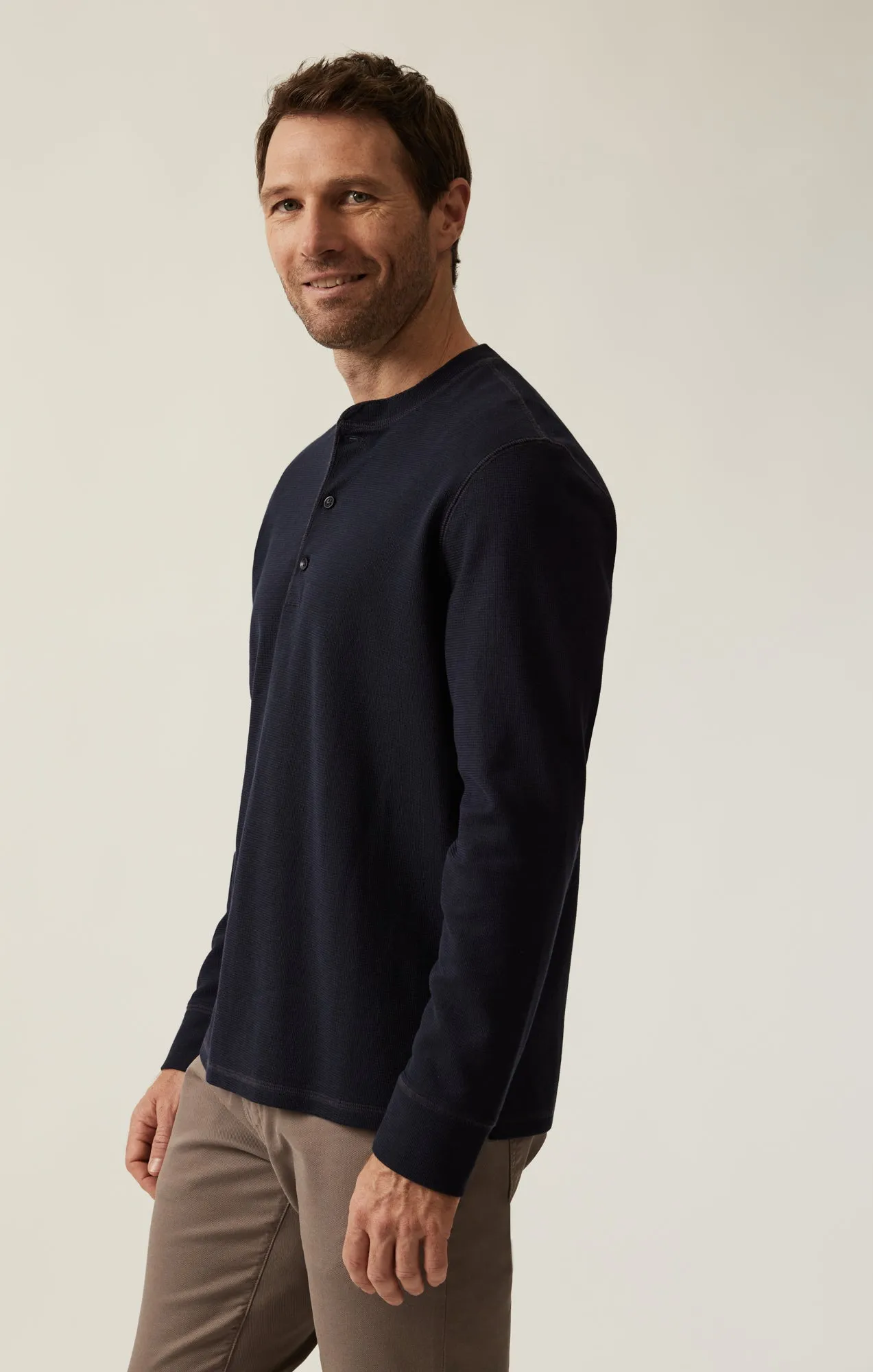 Long Sleeve Henley In Navy