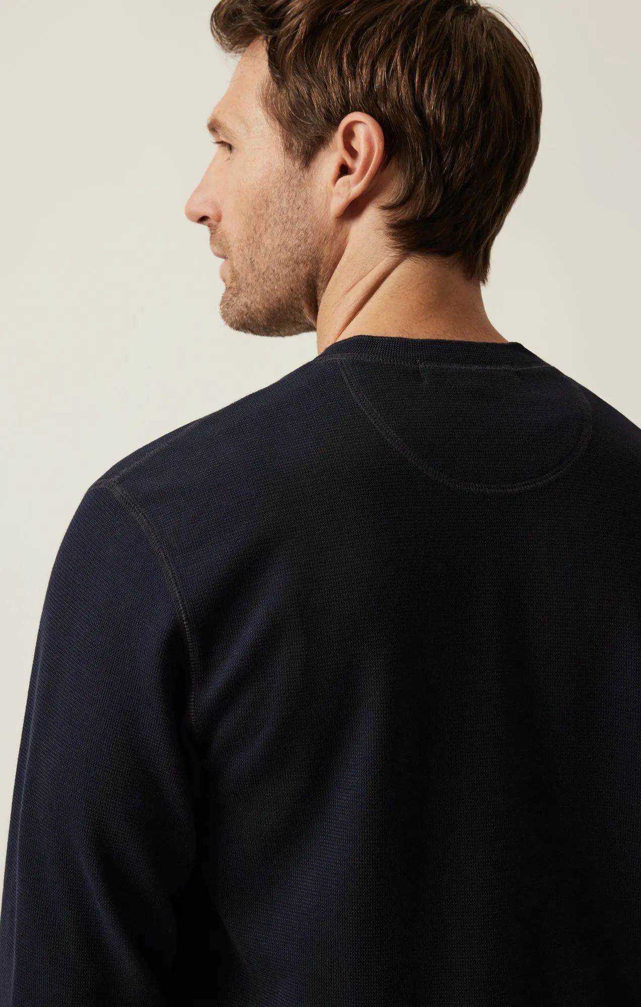 Long Sleeve Henley In Navy