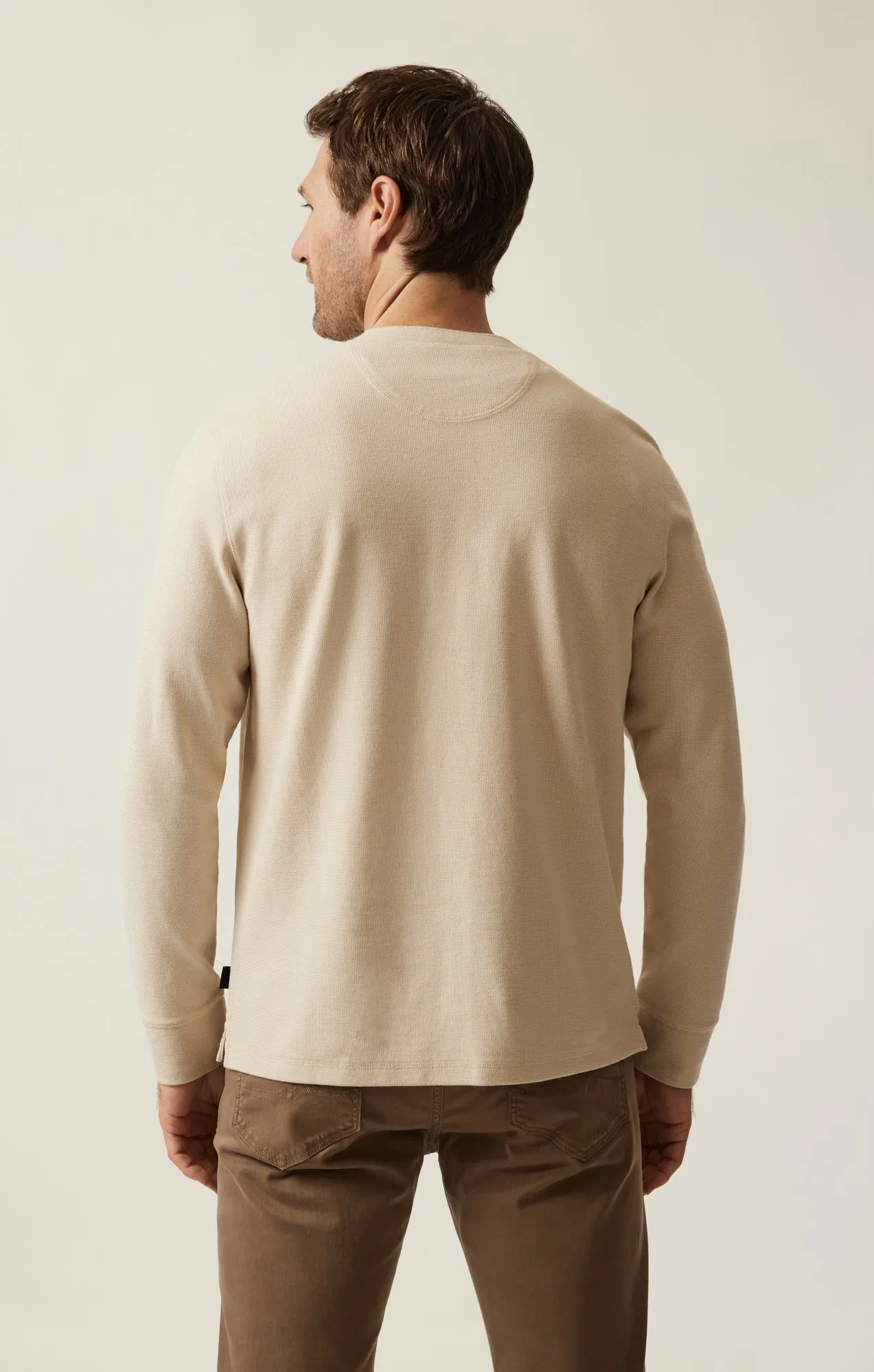 Long Sleeve Henley In Oatmeal