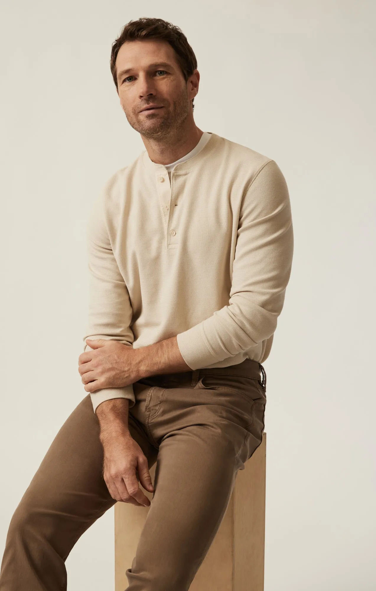 Long Sleeve Henley In Oatmeal