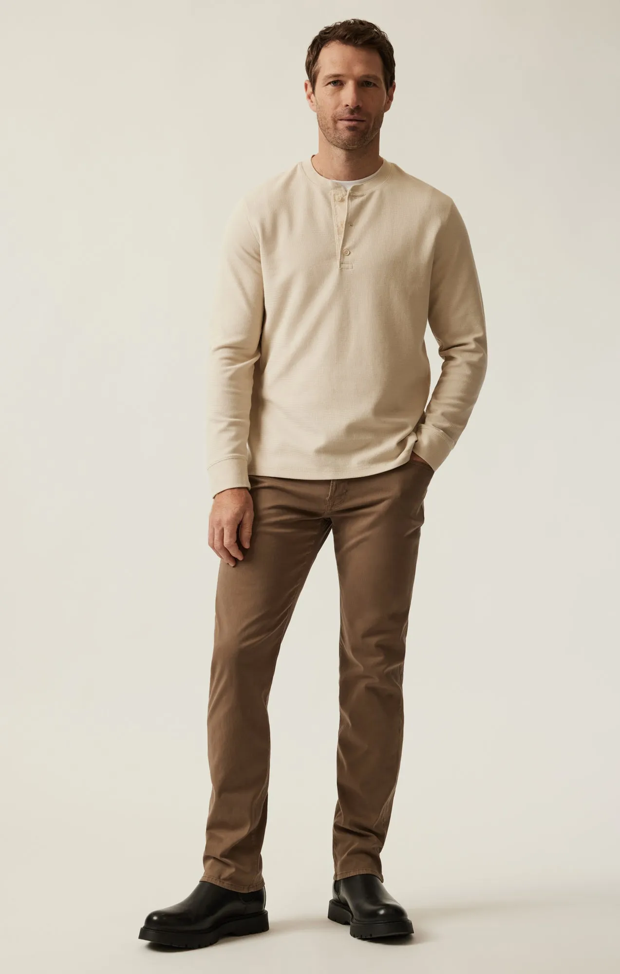 Long Sleeve Henley In Oatmeal