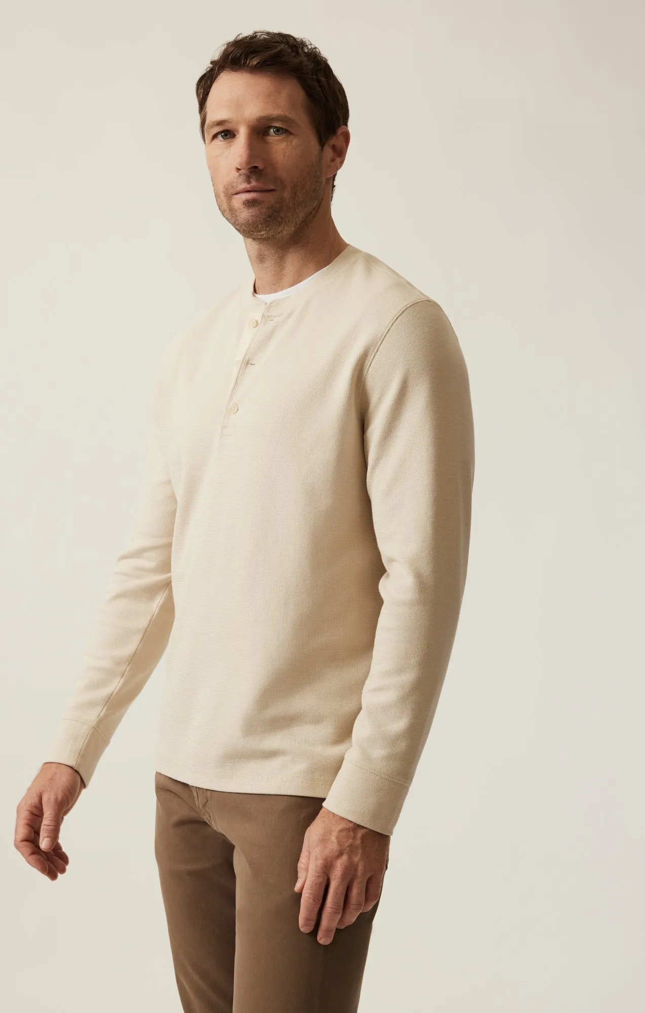 Long Sleeve Henley In Oatmeal