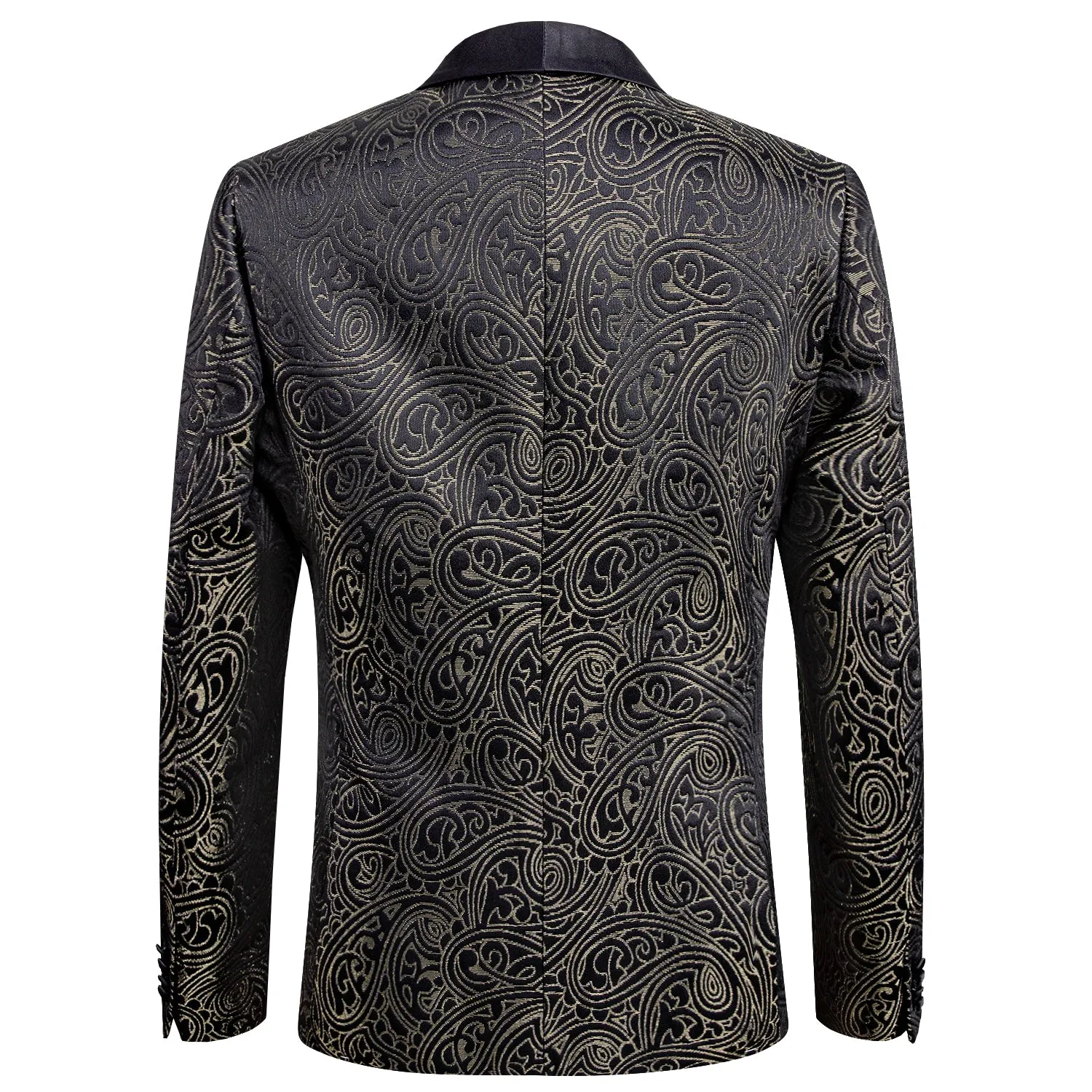 Luxury Black Champagne Paisley Men's Suit Set