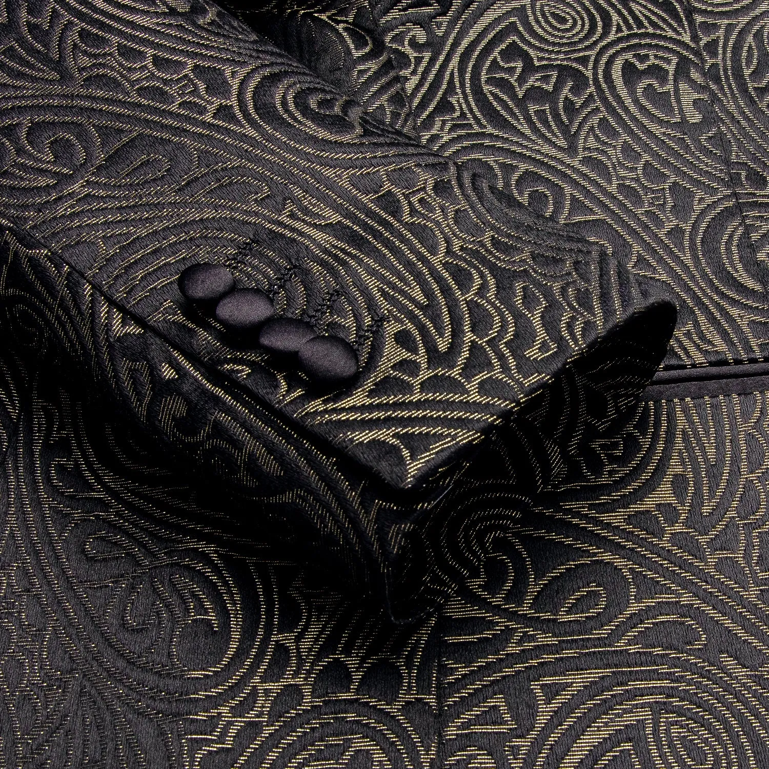 Luxury Black Champagne Paisley Men's Suit Set