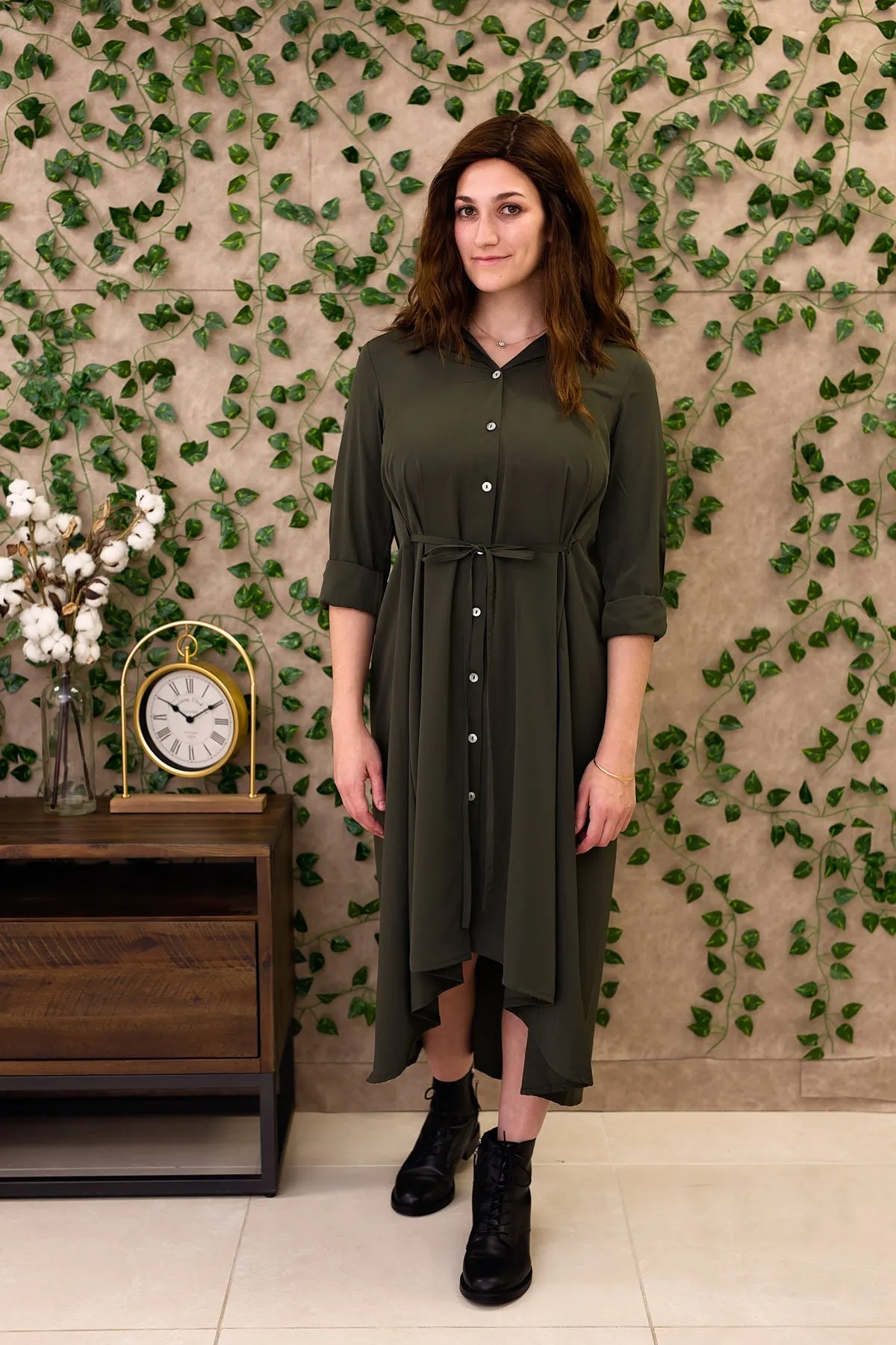 Maaya Medium Length - Olive Crepe