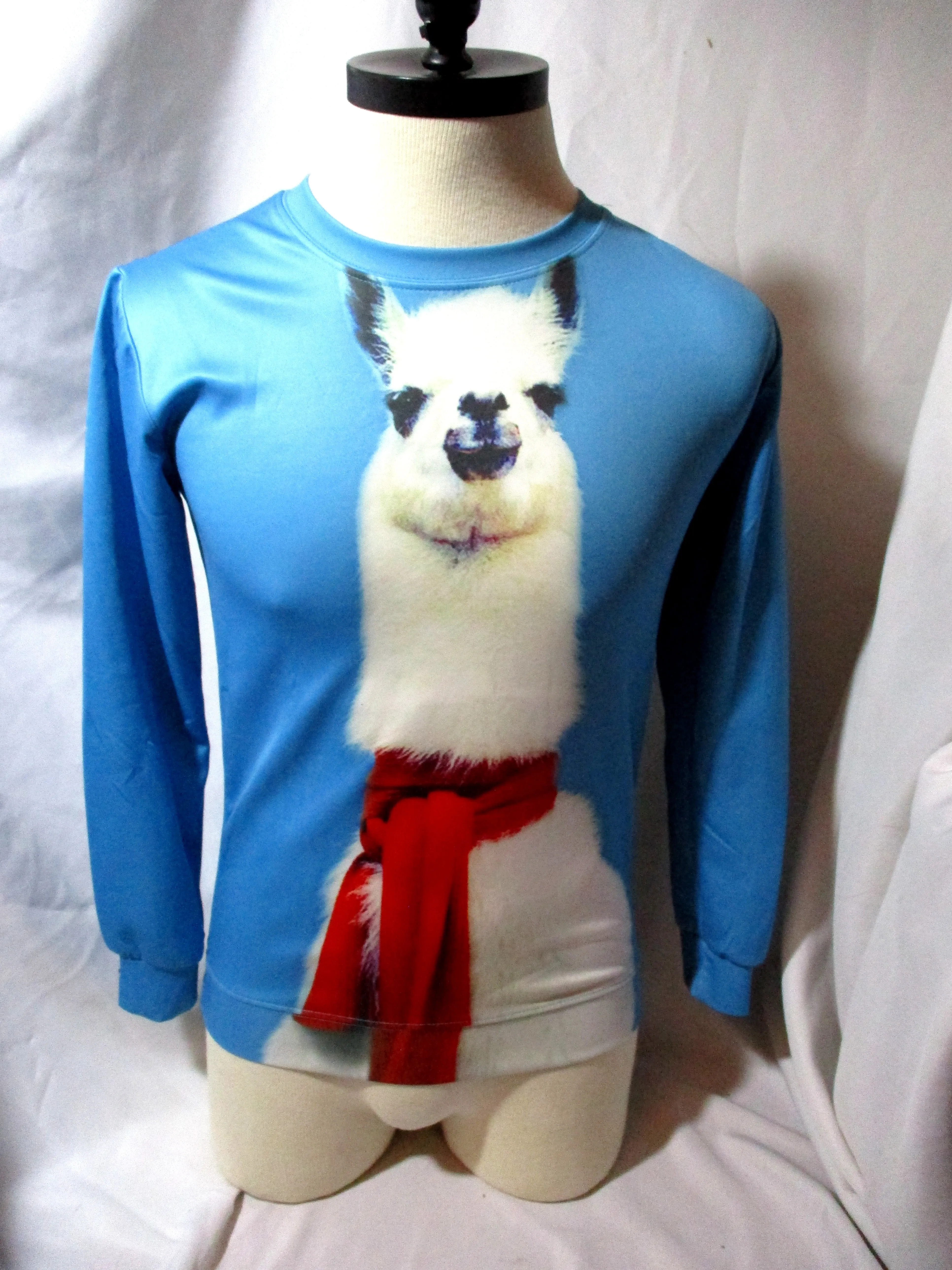 Made in Australia LLAMA Graphic Blue Shirt Top S