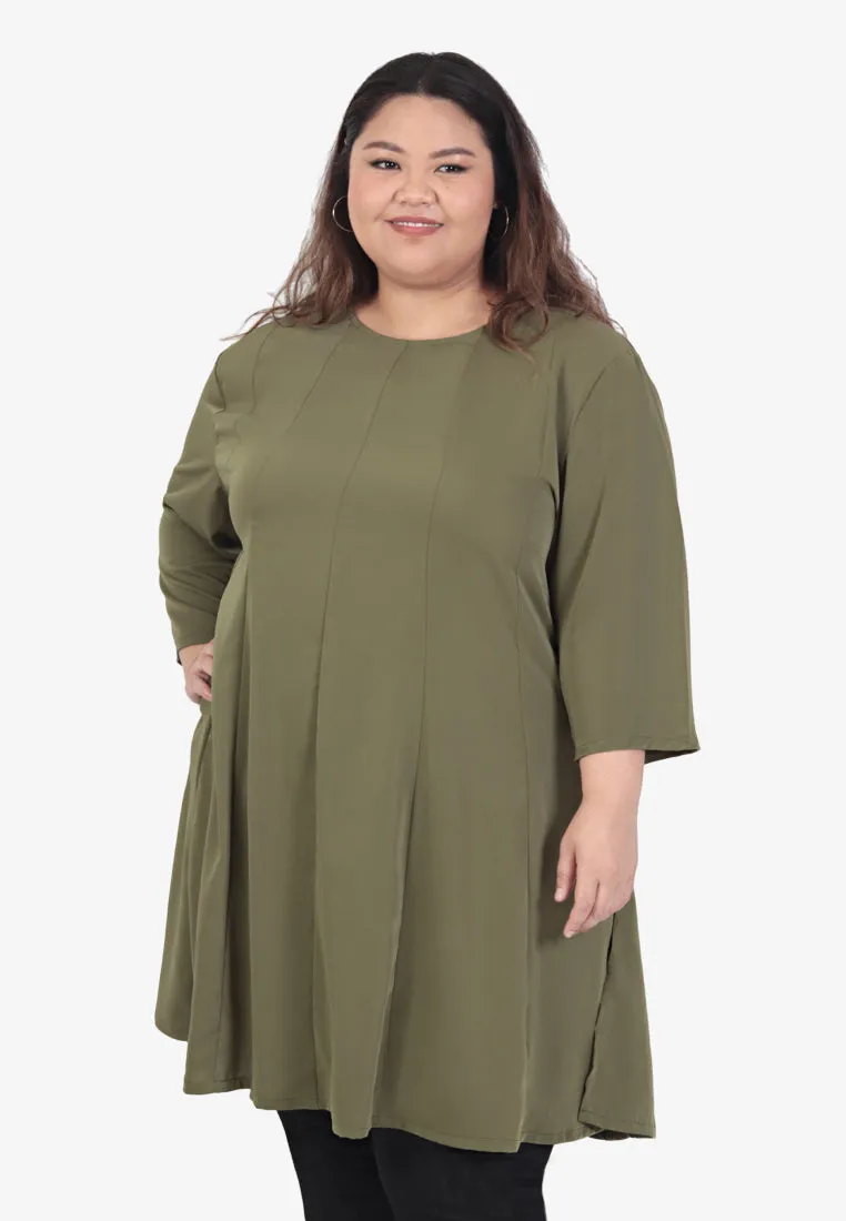 Maimuna Minimalist Easy Wear Tunic Top - Olive Green